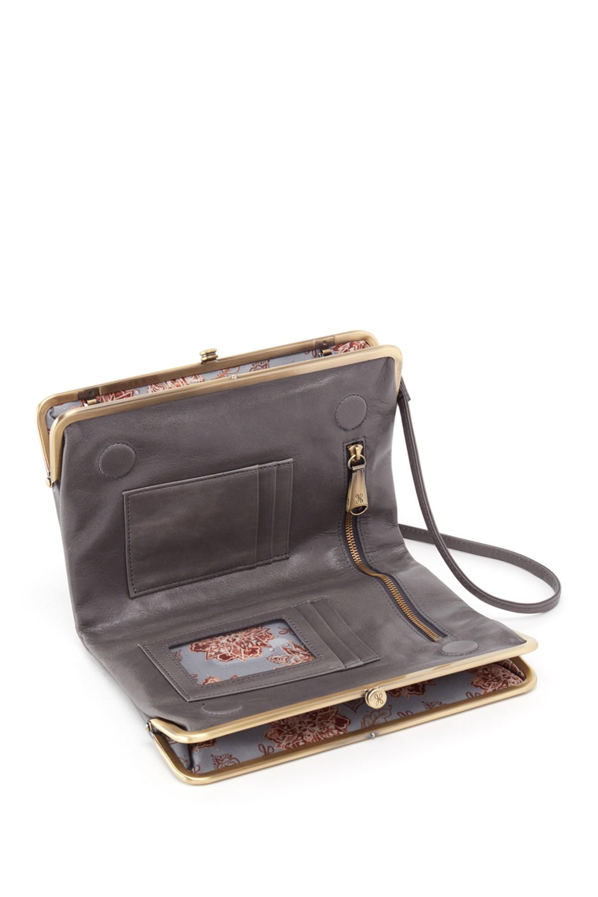 Hobo Wallet with Crossbody Strap Light Grey