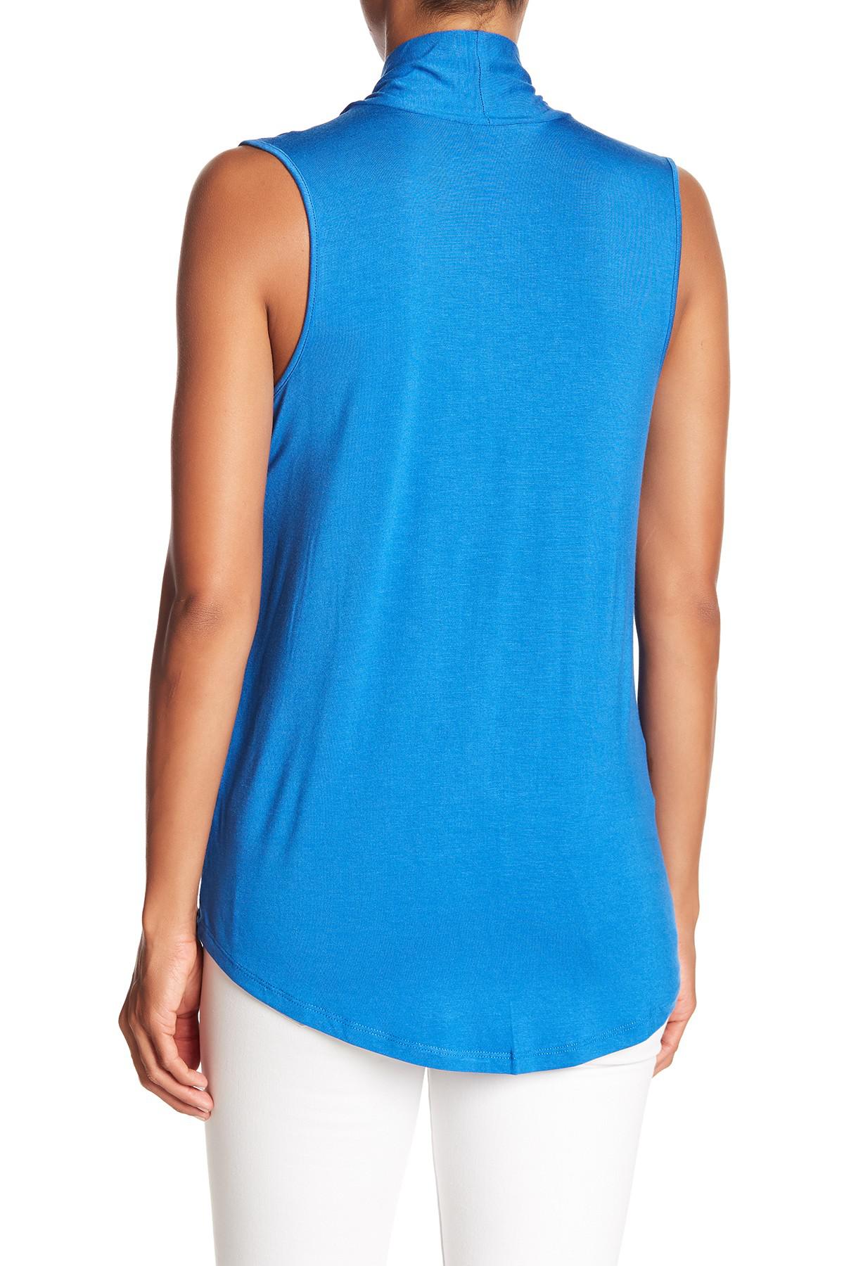 Cable & Gauge Vneck Pleat Tank Top in Blue Lyst