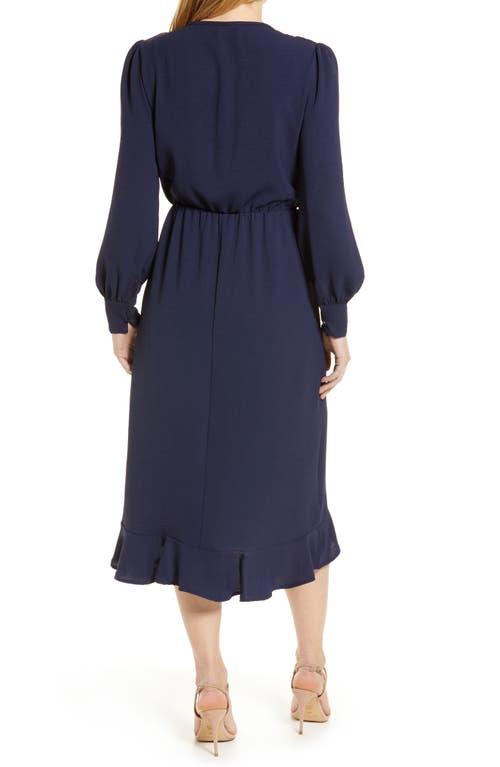 fraiche by j long sleeve faux wrap dress Wrap Front Long Sleeve Dress (Women)