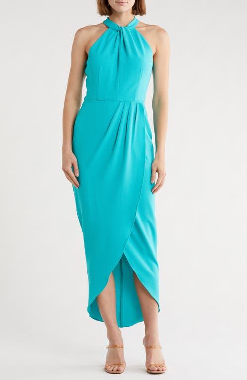 green sparkly halter neck dress Dark Green Metallic Blouson Halter Dress main image 0