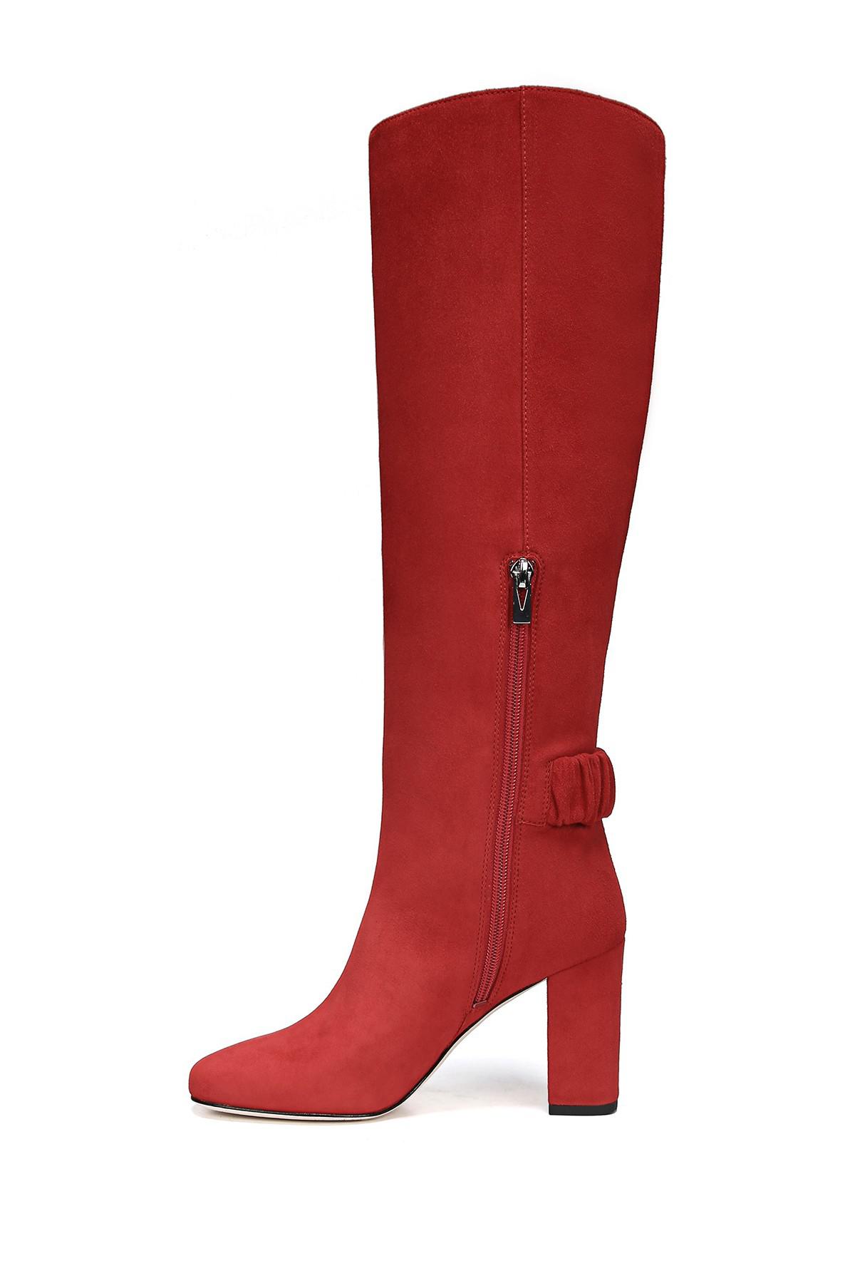 red suede tall boots