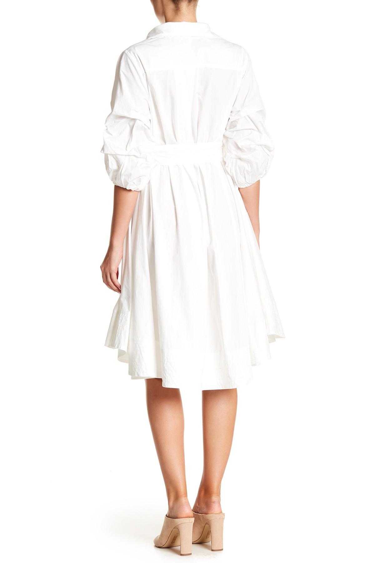 Gracia Cotton Gathered Sleeve High/low 