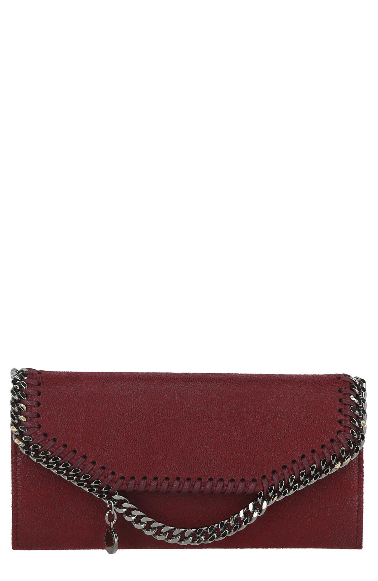 Stella McCartney Falabella Faux Leather Flap Wallet in Red | Lyst