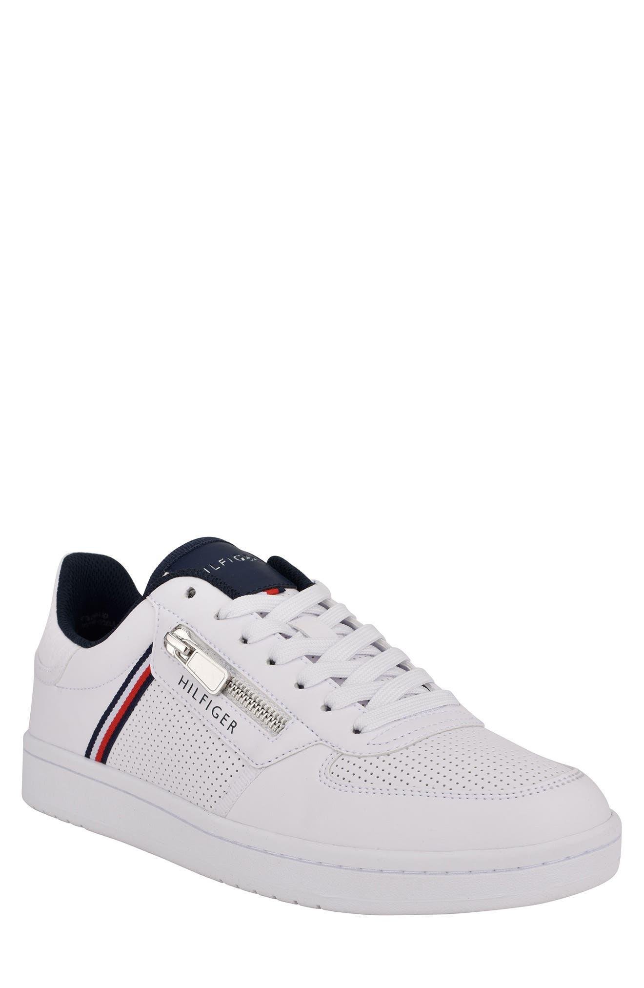 Tommy Hilfiger Lestyn Faux Leather Zip Sneaker In White Ll At Nordstrom Rack for Men Lyst