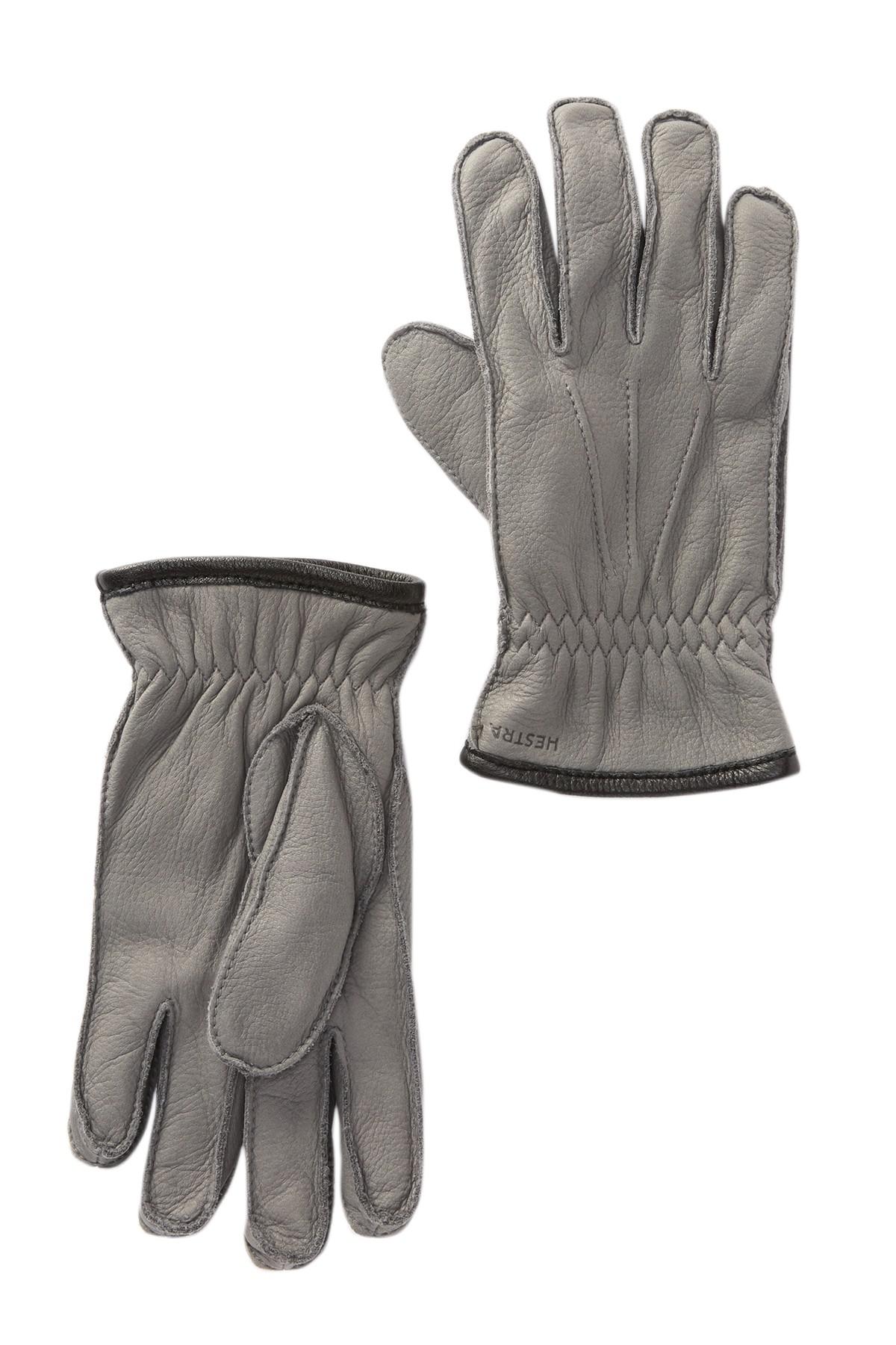 light grey leather gloves