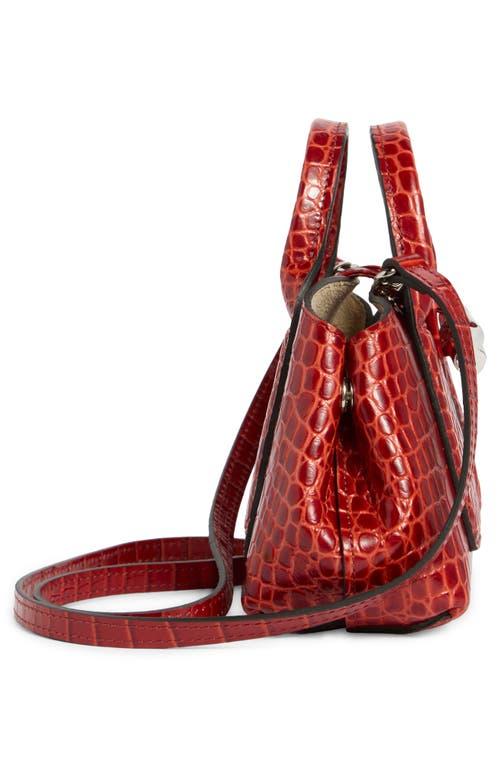 Longchamp Extra Small Roseau Croc Embossed Top Handle Crossbody