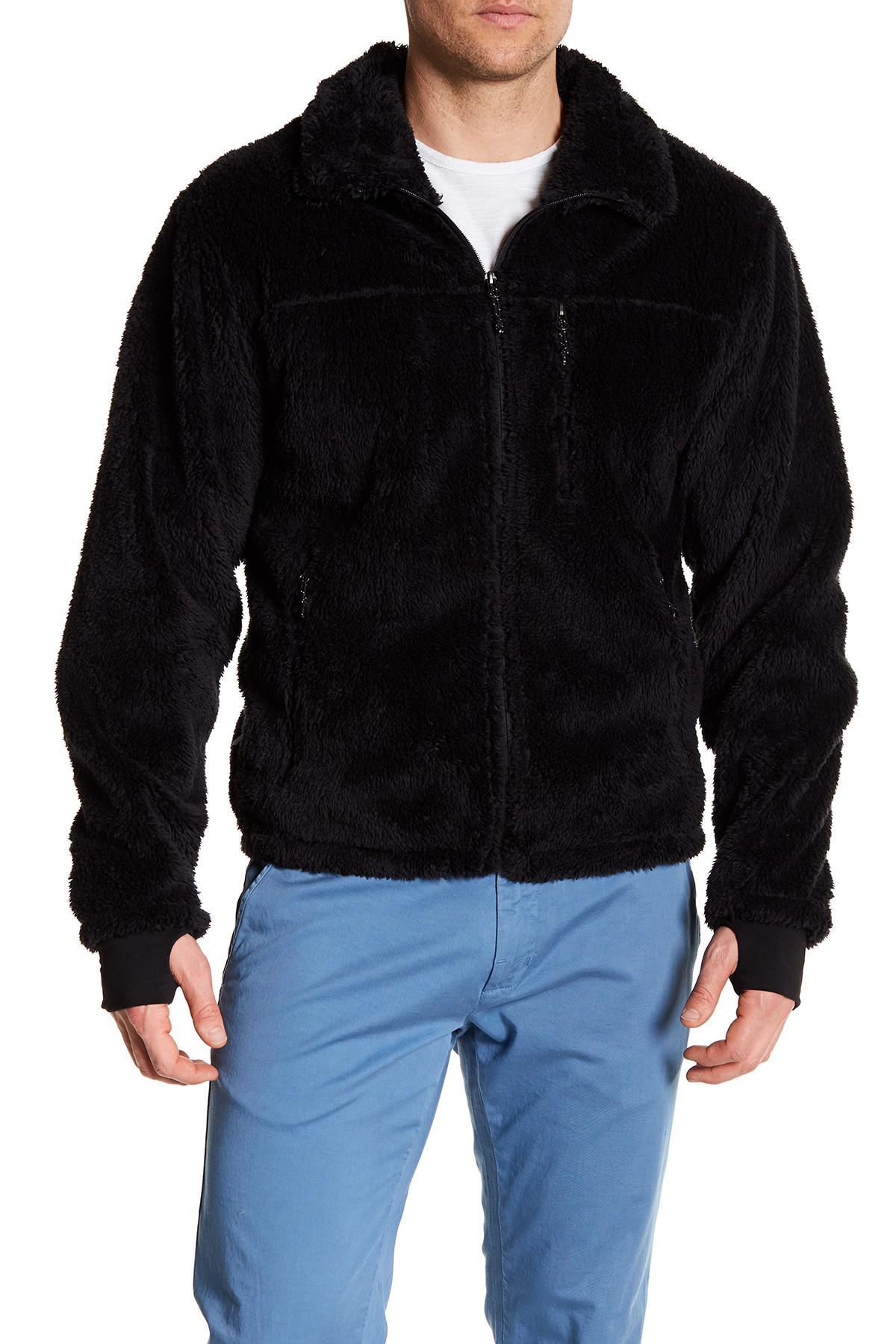 Hawke & Co. Front Zip Fleece Bomber Jacket in Black / te (Black) for