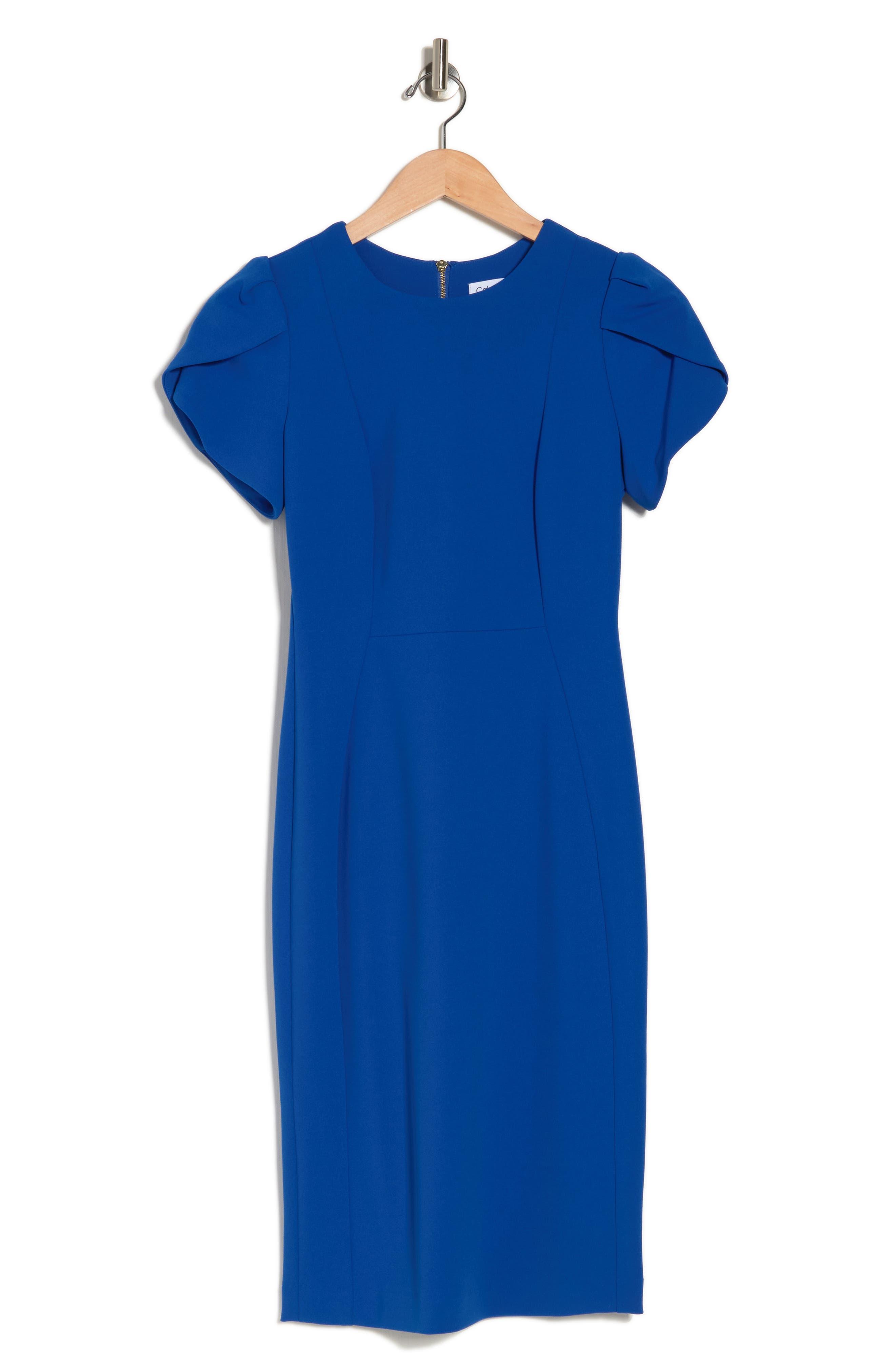 Calvin Klein Tulip Sleeve Sheath Dress In Capri At Nordstrom Rack in Blue