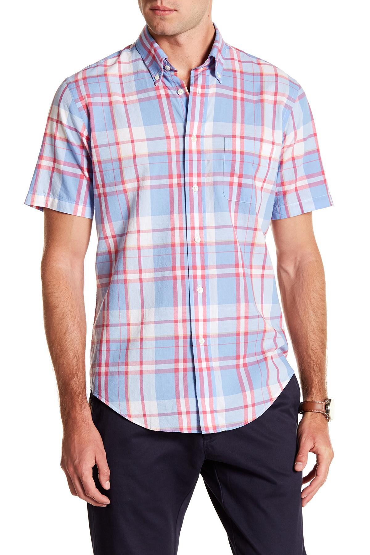 Brooks Brothers Cotton Madras Spring Short Sleeve Regent Fit Shirt in ...
