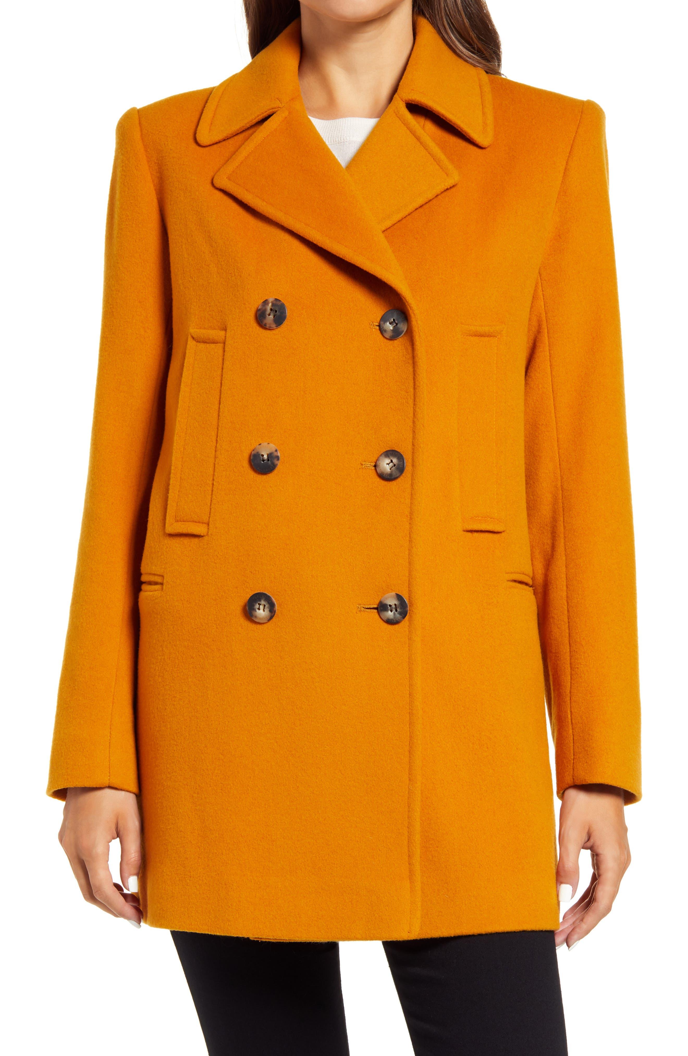 orange pea coat