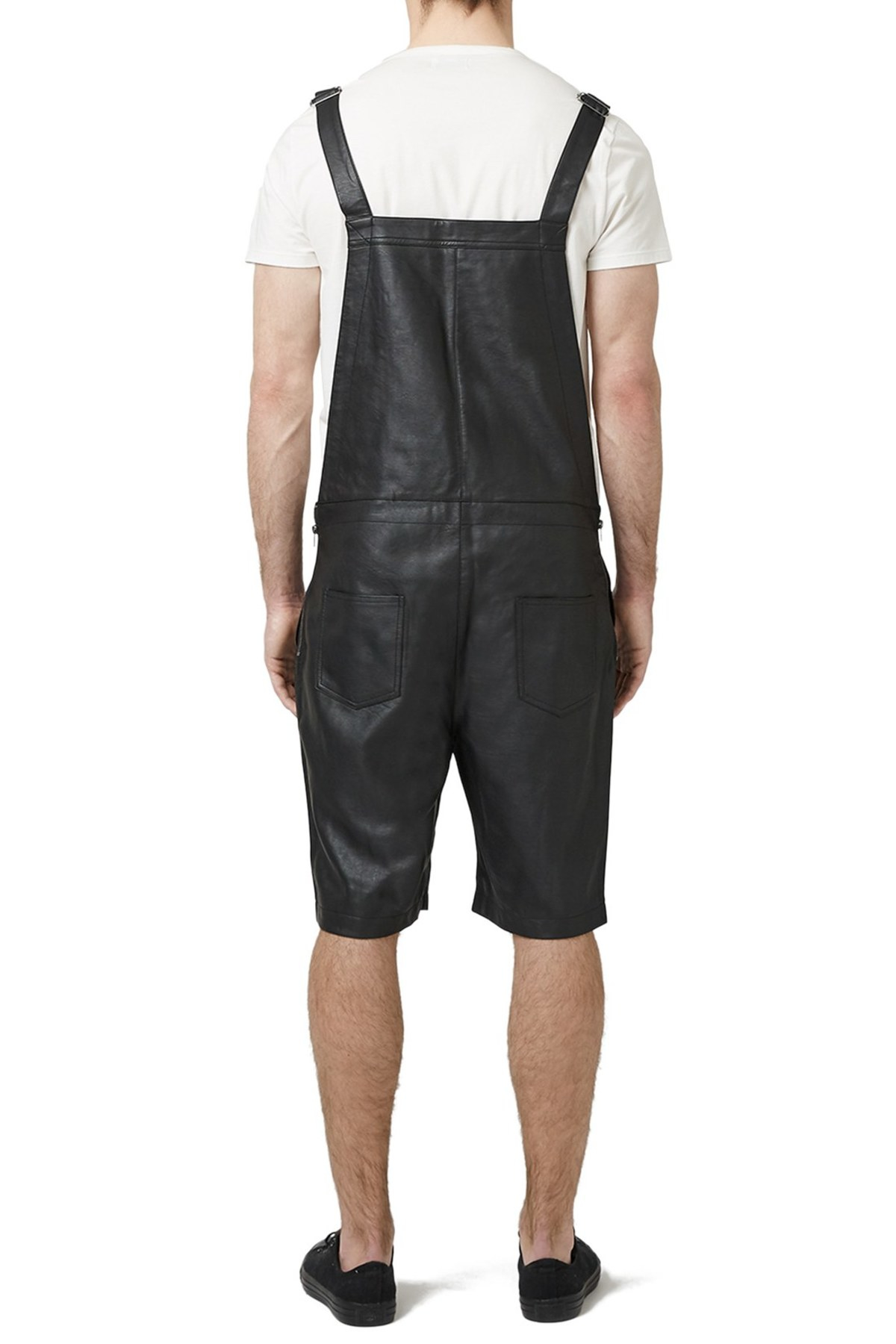 TOPMAN Aaa Collection Faux Leather Short Overalls in Black for Men | Lyst