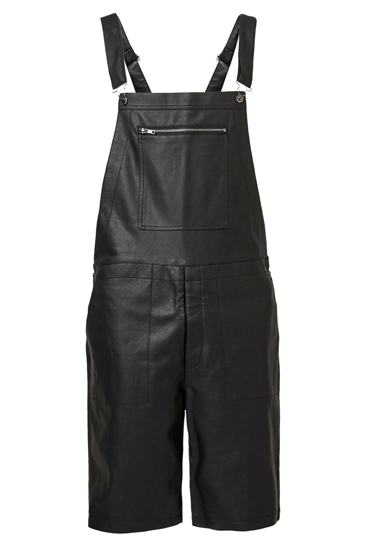 TOPMAN Aaa Collection Faux Leather Short Overalls in Black for Men | Lyst