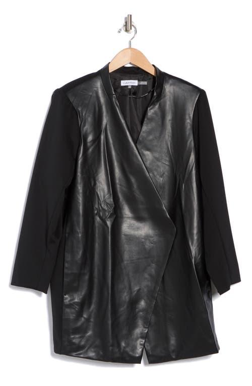 Calvin Klein Scuba Sleeve Faux Leather Jacket in Black Lyst