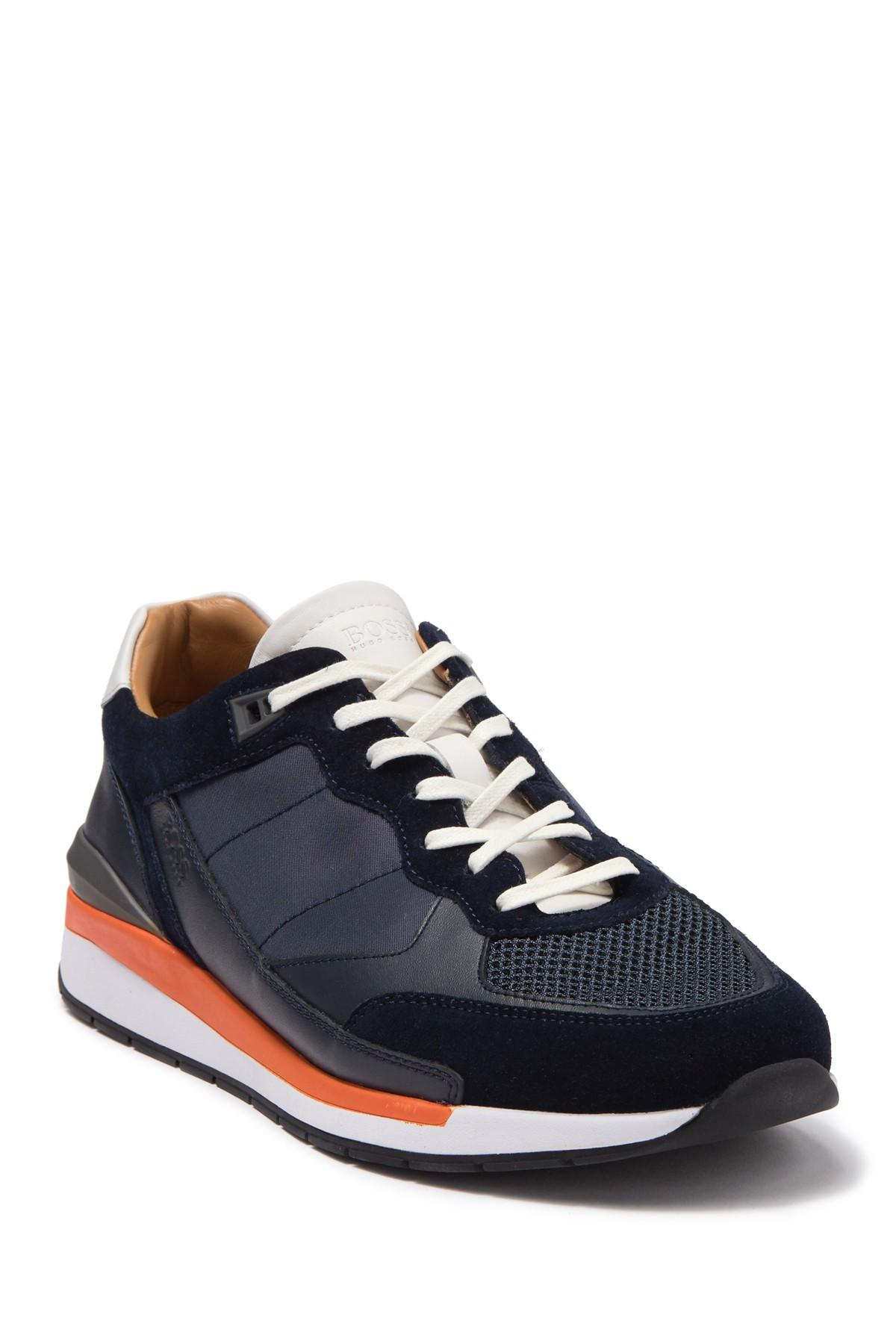BOSS by Hugo Boss Leather Low-top Sneakers With Hybrid Uppers And Mesh ...