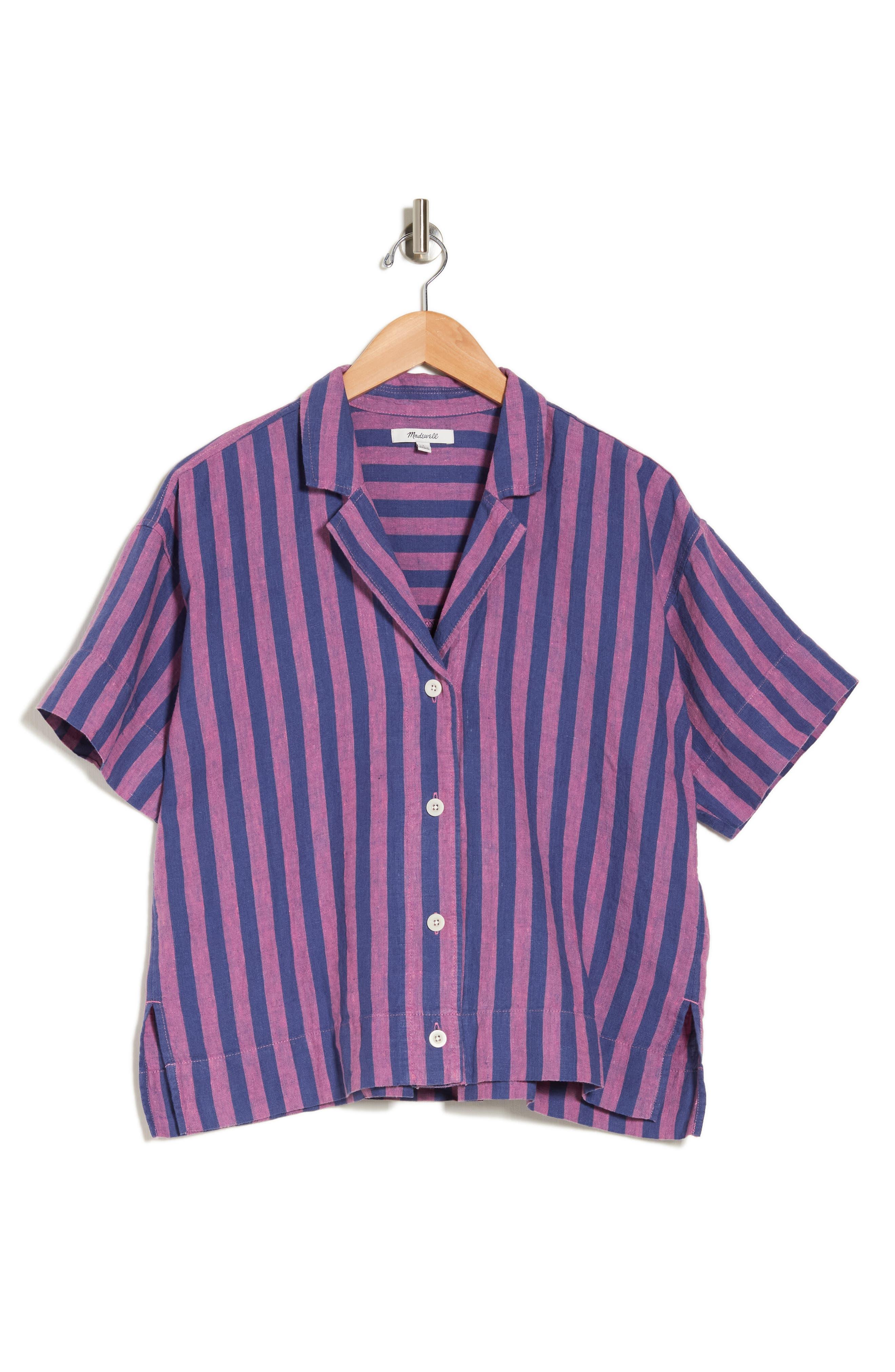 Madewell Stripe Square Camp Shirt in Purple