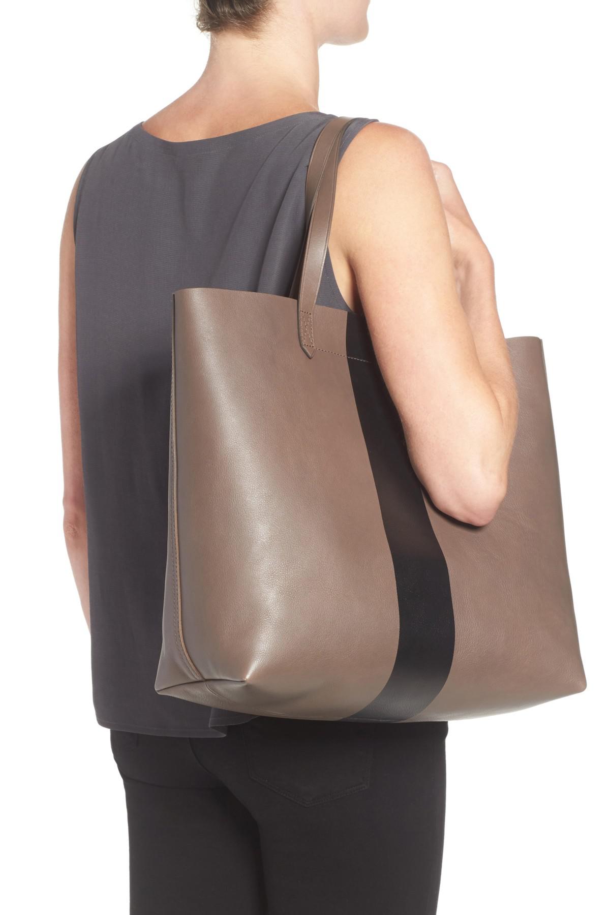 madewell suede stripe transport leather tote