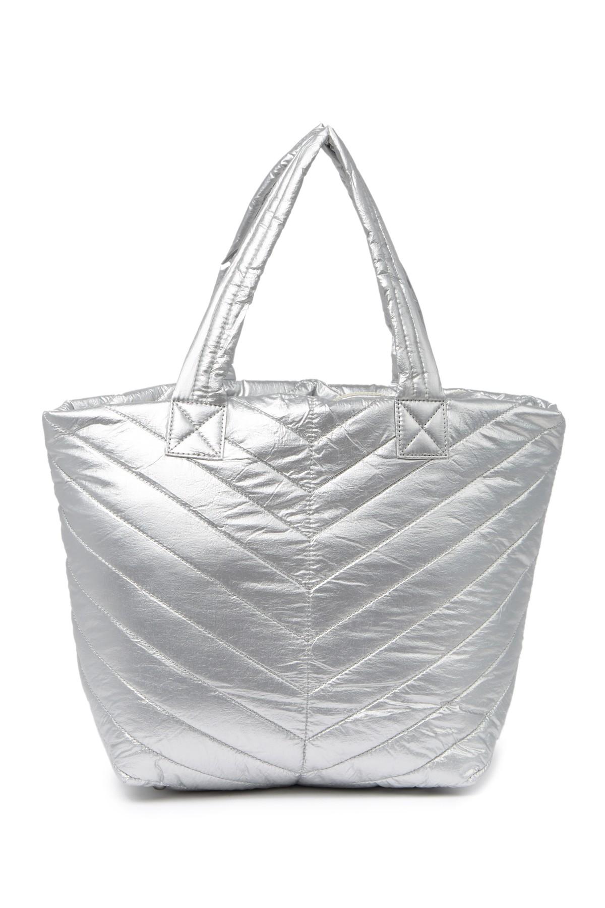 Urban Expressions Quilted Puffer Tote Bag in Metallic