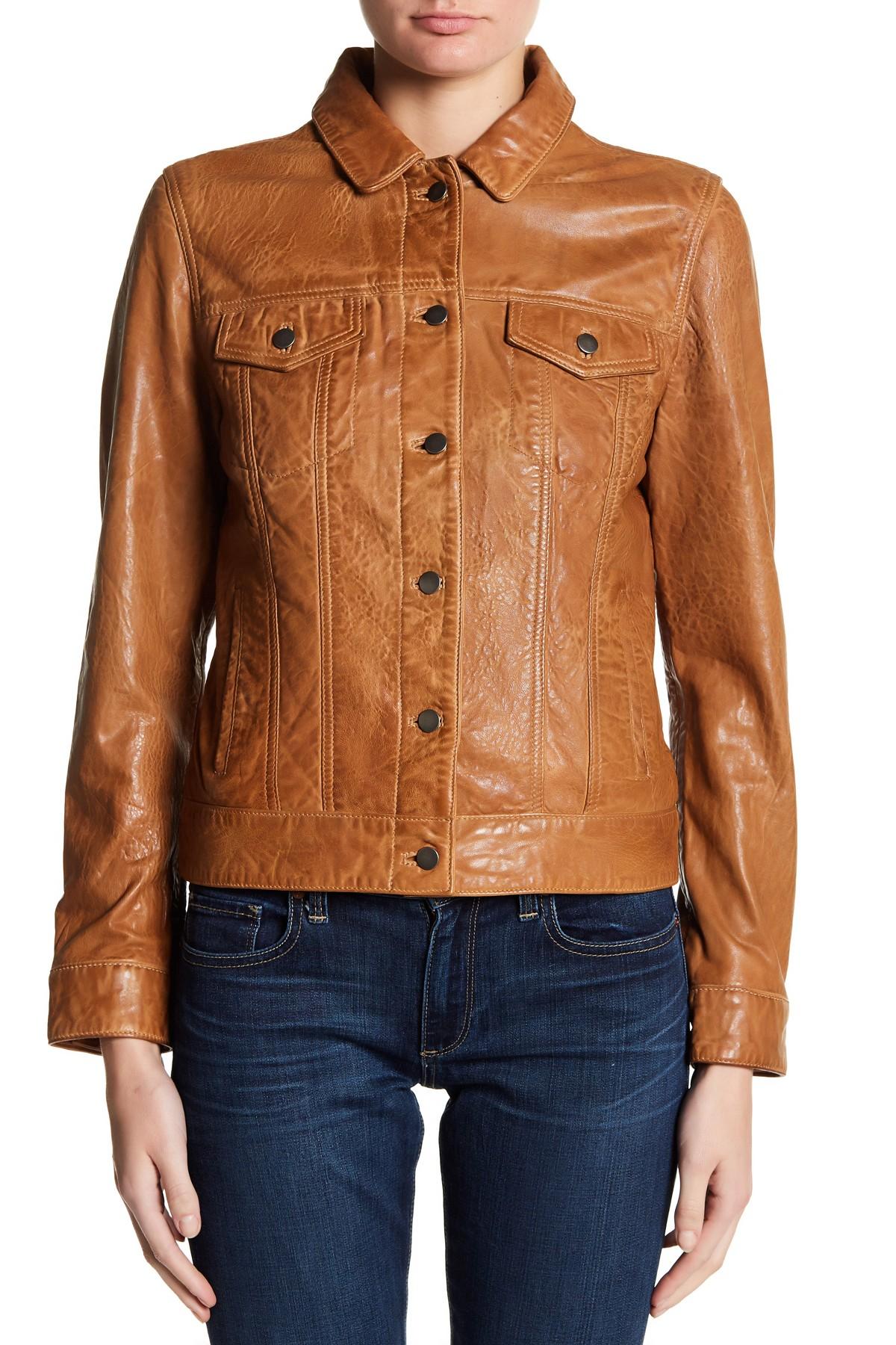 Lucky Brand Genuine Leather Trucker Jacket Lyst
