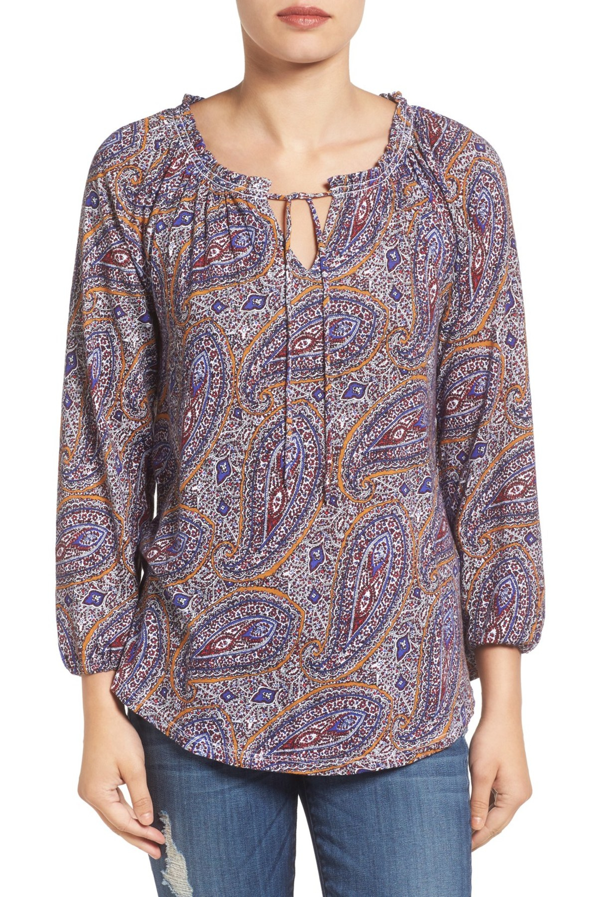 Lucky Brand Womens Paisley Peasant Top Lucky Brand Womens Paisley Peasant Top