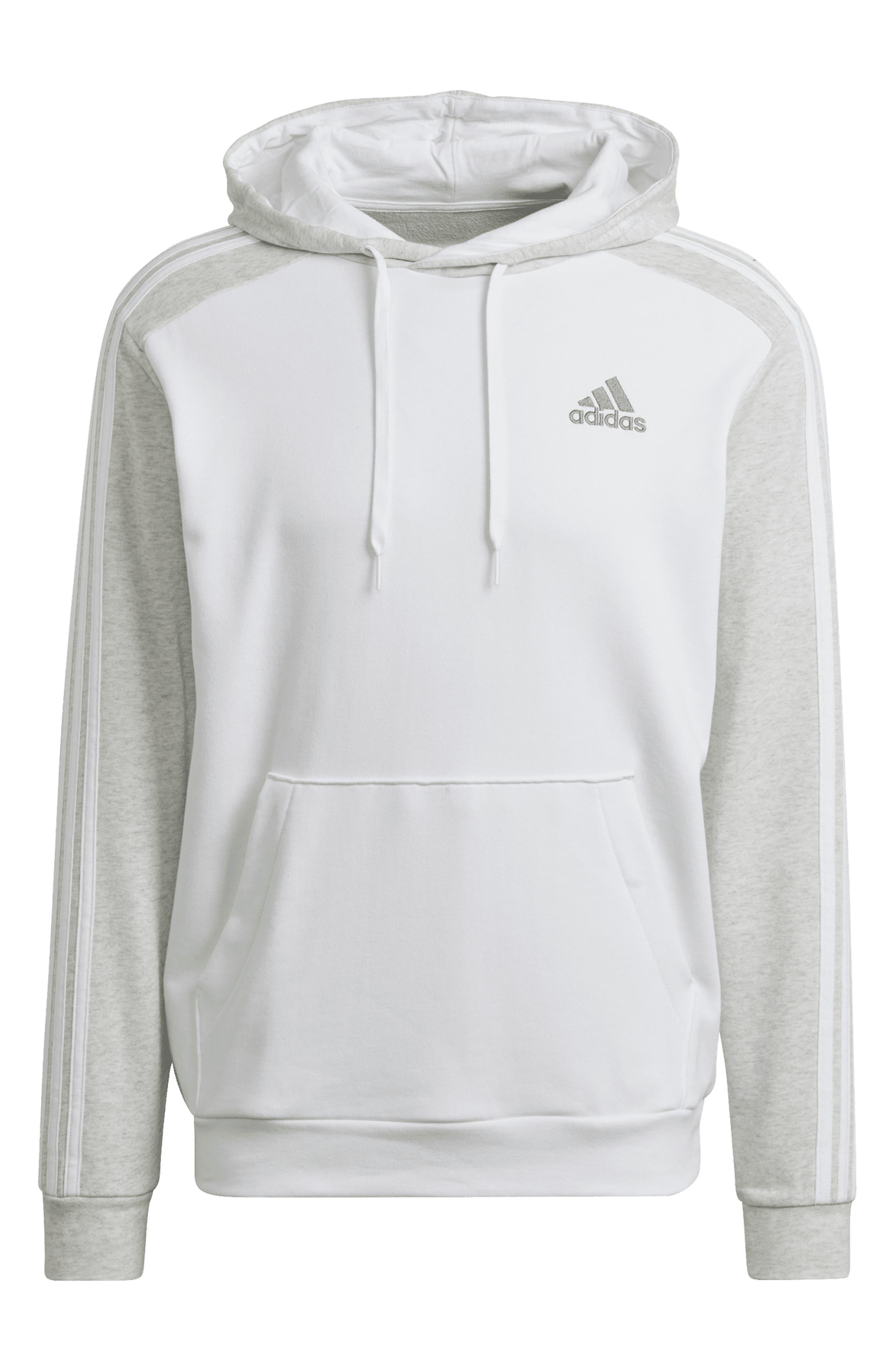 adidas Cotton Essentials Mélange French Terry Full-zip Hoodie In White/grey  Melange At Nordstrom Rack for Men | Lyst