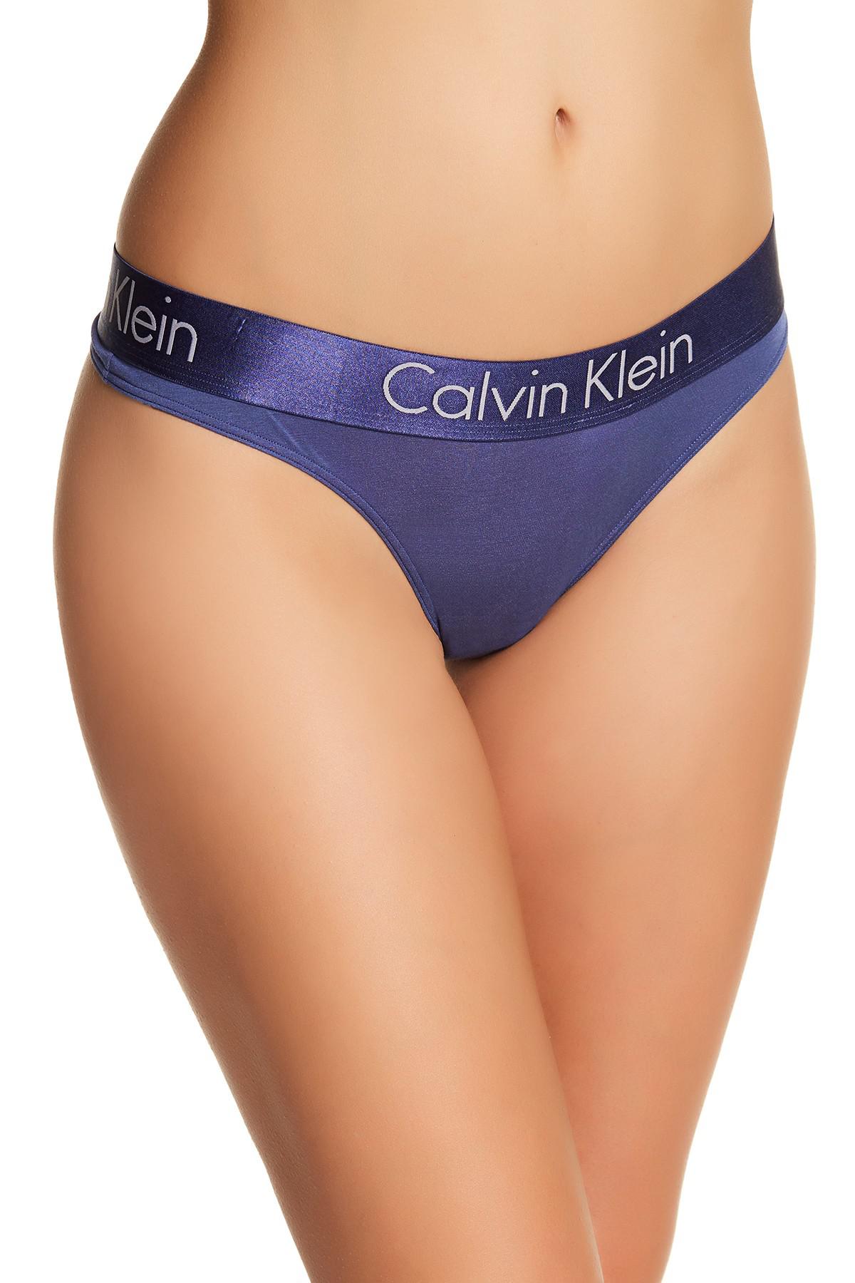 Calvin Klein Motive Thong in Blue