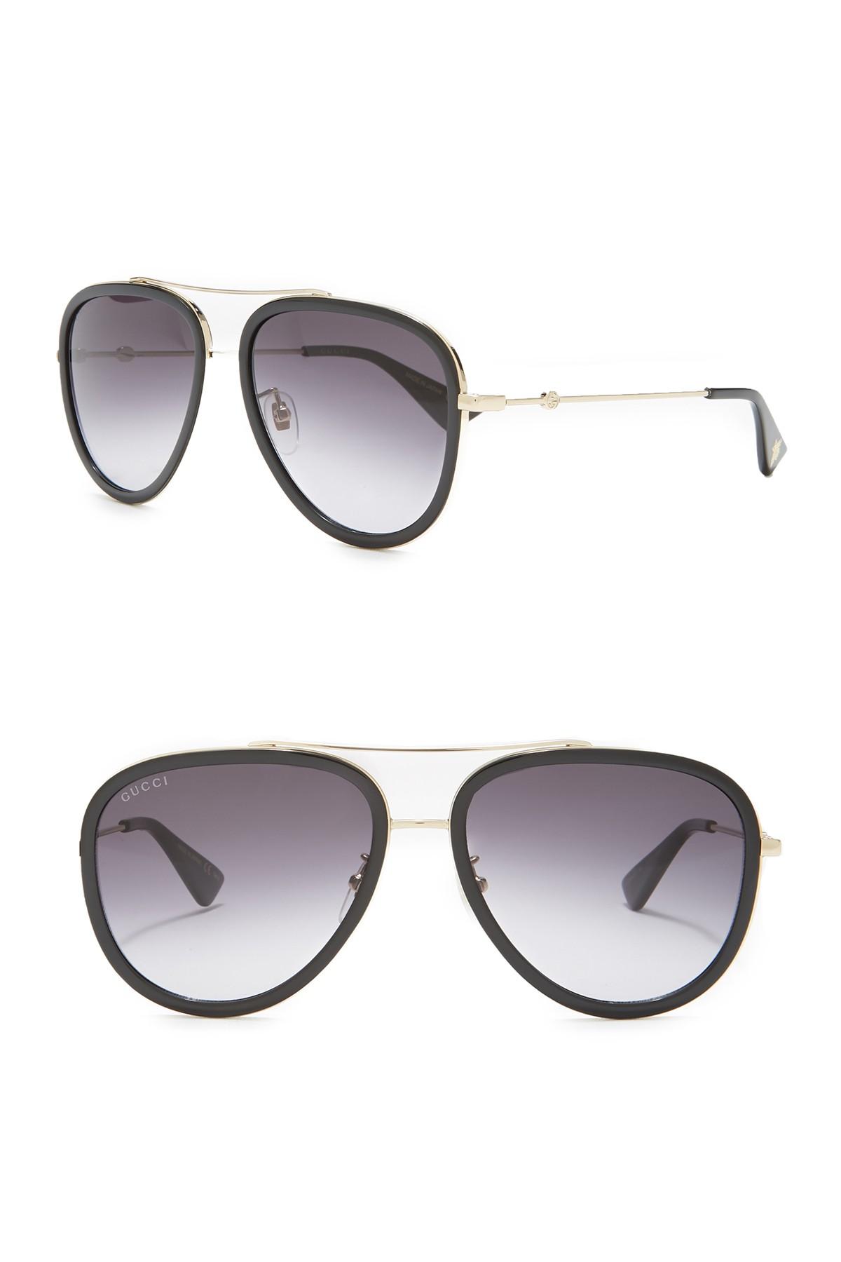 Gucci 57mm Aviator Sunglasses In Grey Gold Gray Lyst