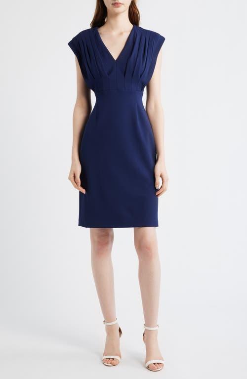 Anne Klein Pleated Bodice Sheath Dress in Blue