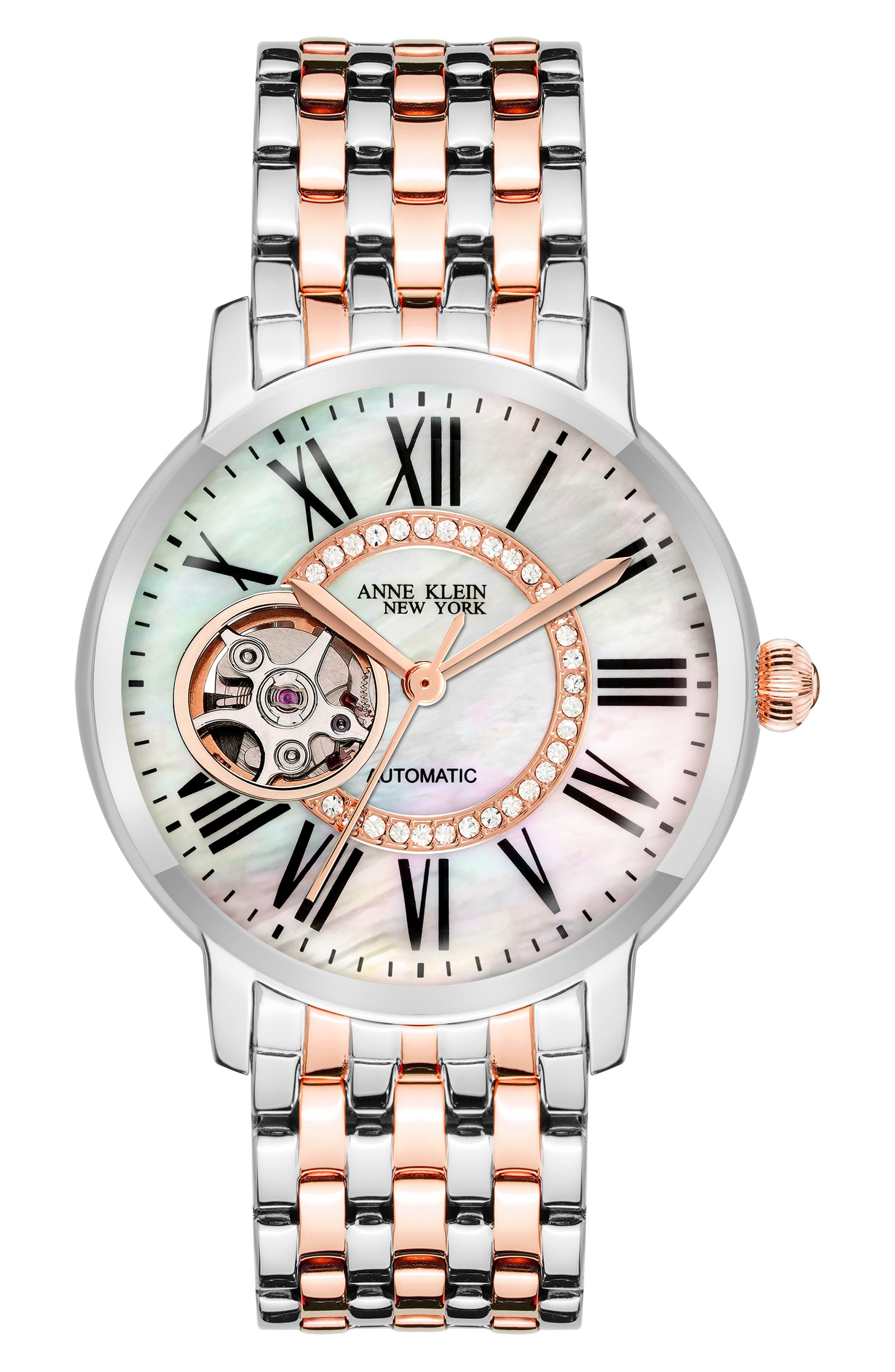 Anne klein automatic skeleton hotsell watch