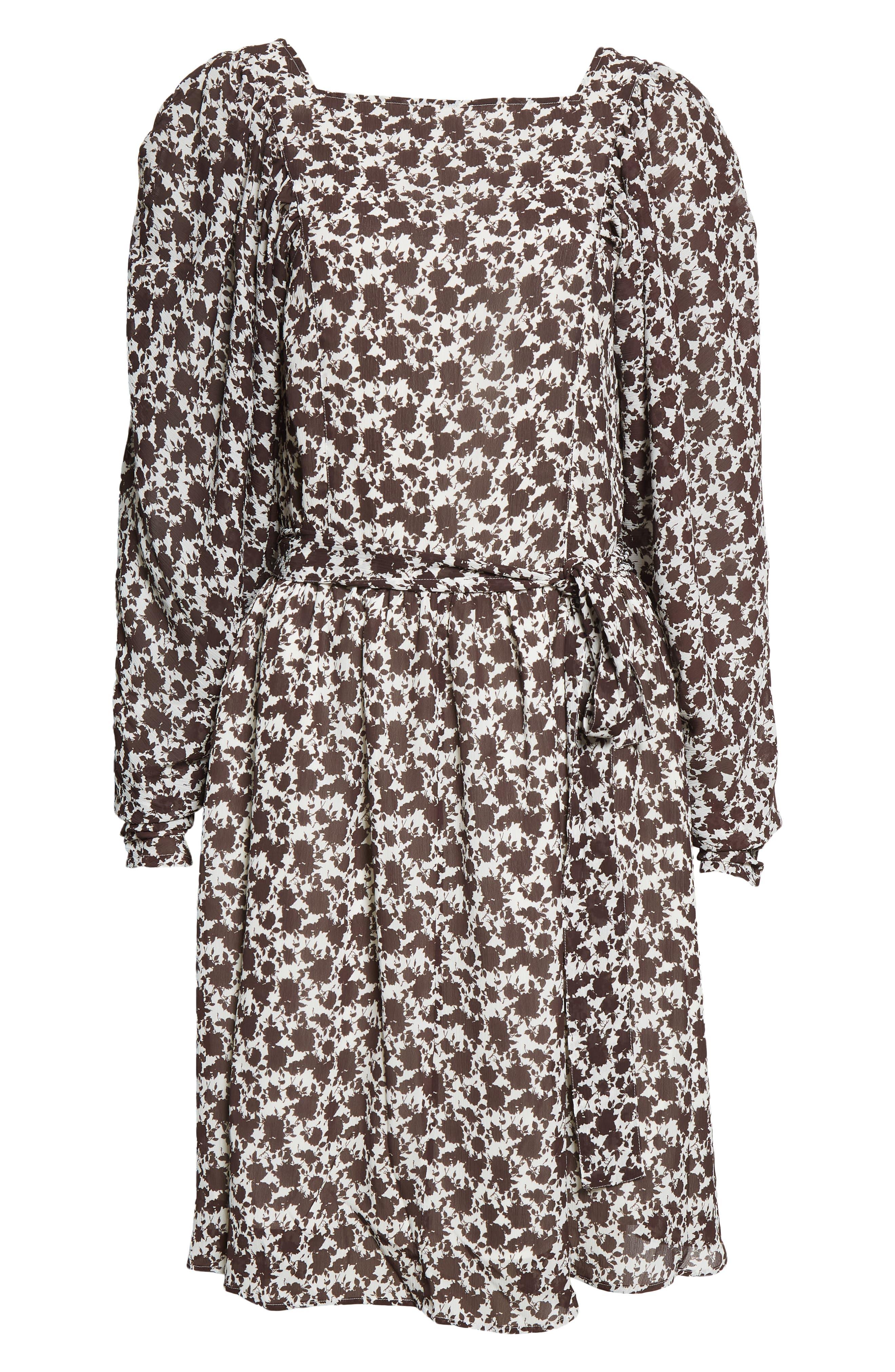 BOSS - Long-sleeved monogram-print dress with tie neckline