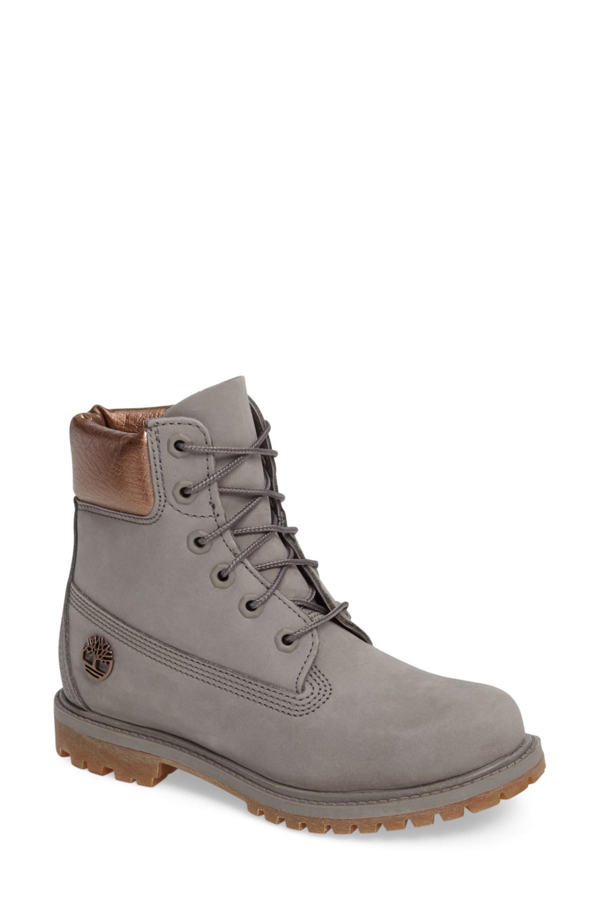 Timberland Leather 6 Inch Premium Metallic Waterproof Boot (women) in Grey  Nubuck Leather (Gray) - Lyst