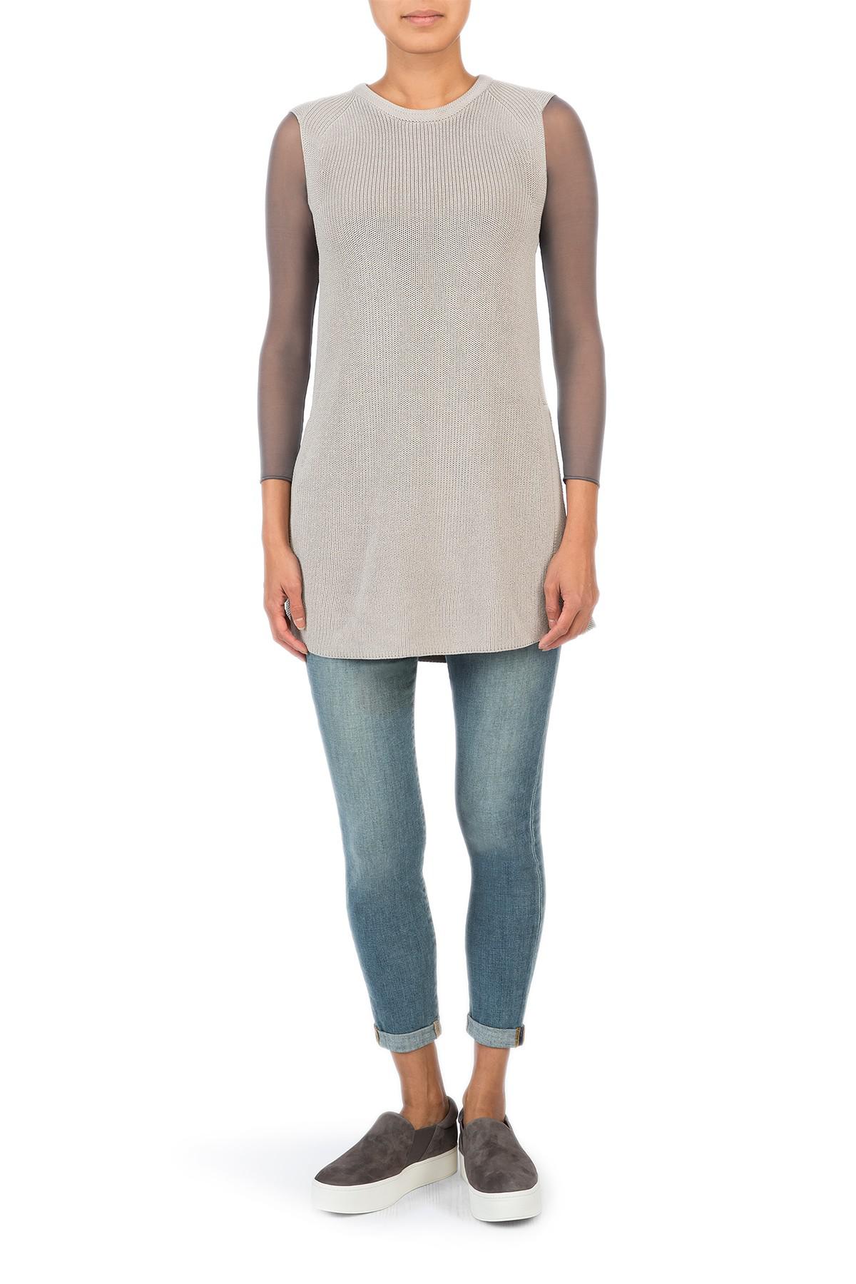 Spanx Long Sleeve Mesh Bodysuit in Pewter Grey (Gray) - Lyst