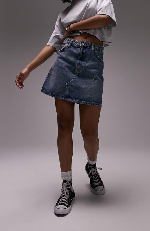 TOPSHOP High Waist Denim Skirt in Blue Lyst