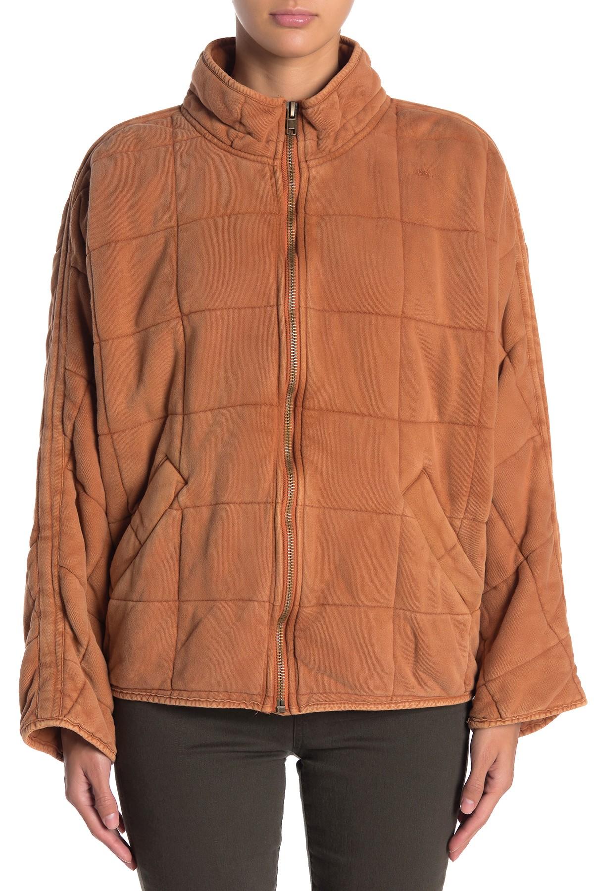 Free People Cotton Dolman Sleeve Quilted Jacket in Brown Lyst