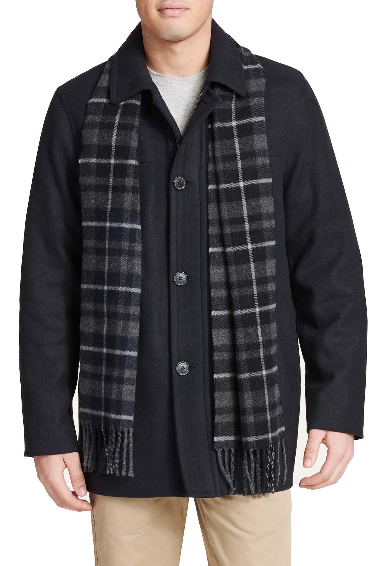 Dockers Weston Wool Blend Car Coat With Scarf (standard & Bigtall Sizes) in Navy (Blue) for Men