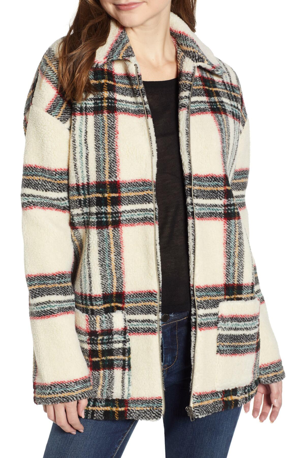 plaid fleece jacket