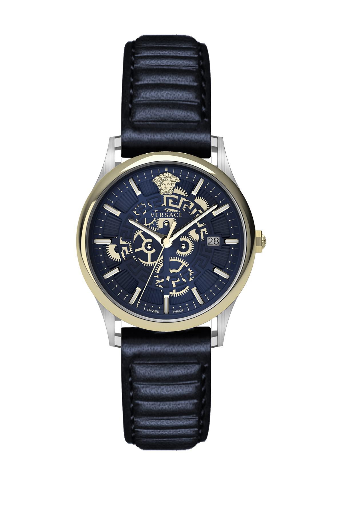 Lyst Versace Men's Aiakos Leather Strap Watch, 44mm for Men