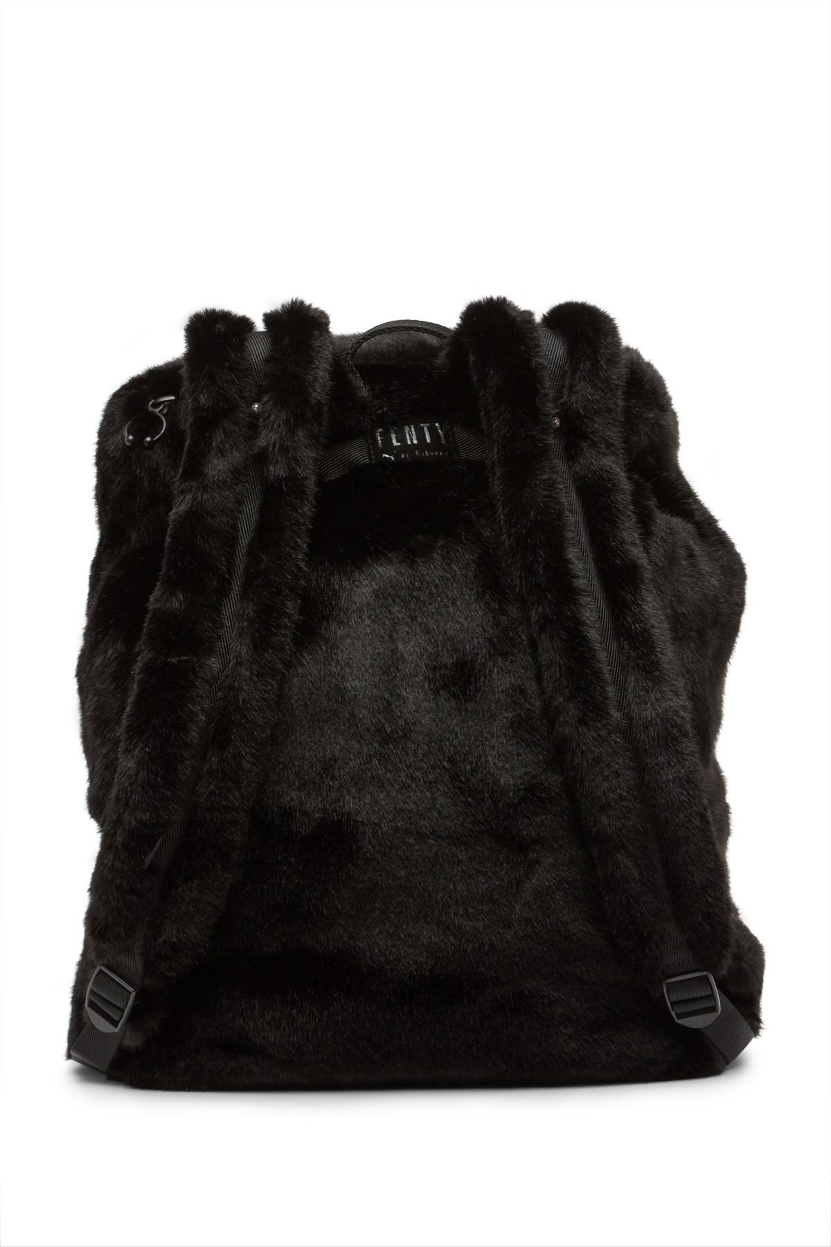 PUMA Fenty By Rihanna Faux Fur Backpack in Black | Lyst