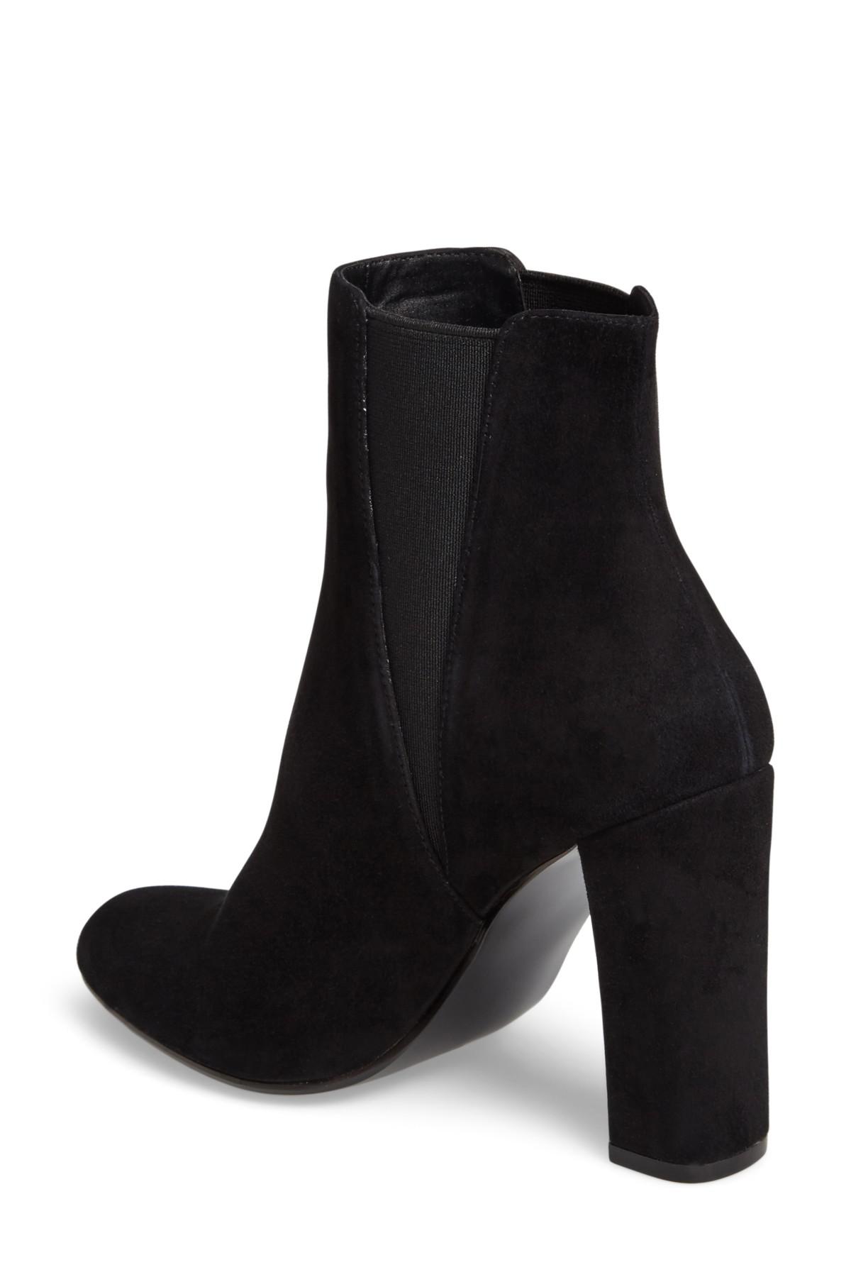 Steve Madden Effect Block Heel Bootie (women) in Black Suede (Black) - Lyst