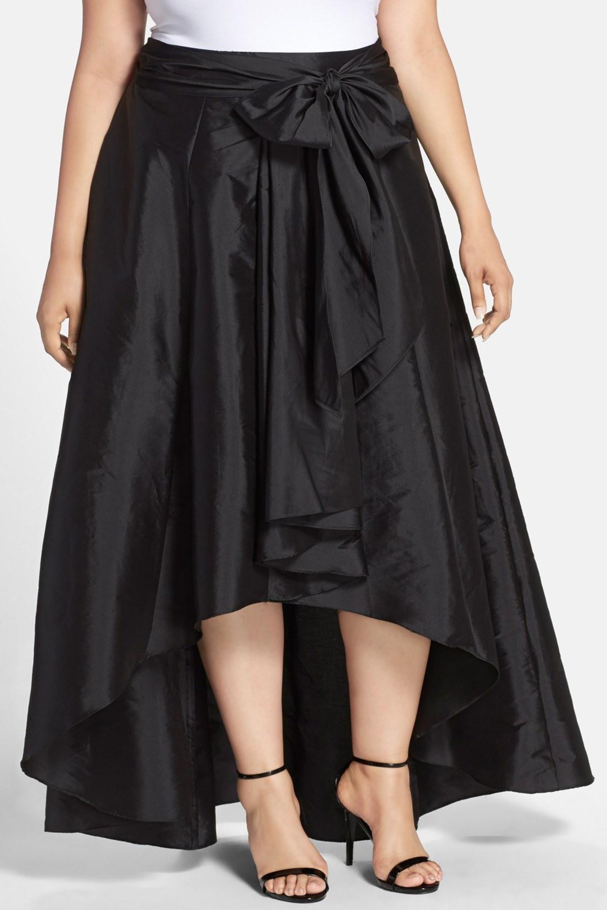Adrianna Papell High/low Taffeta Skirt (plus Size) in Black | Lyst