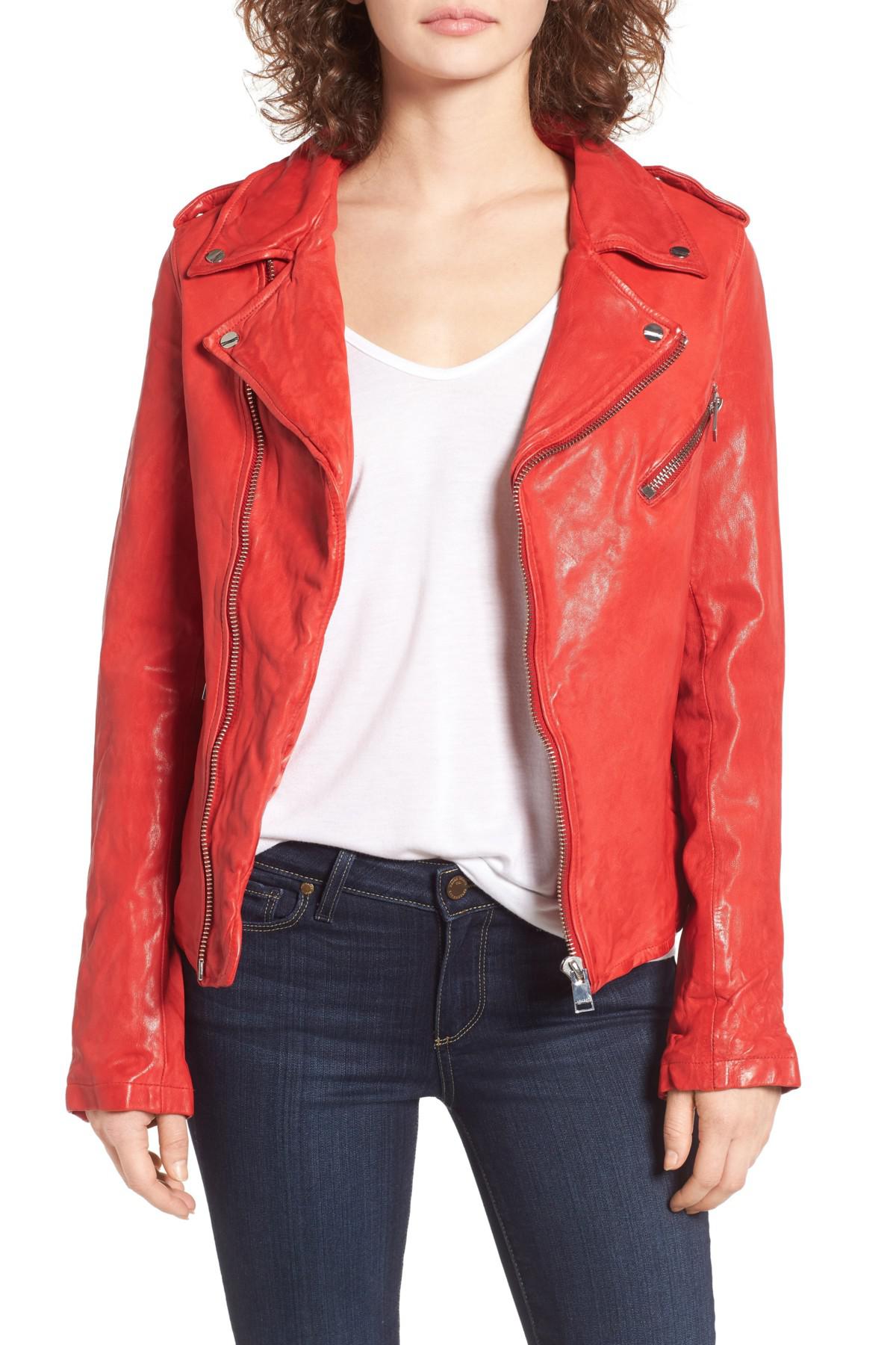 lamarque red leather jacket