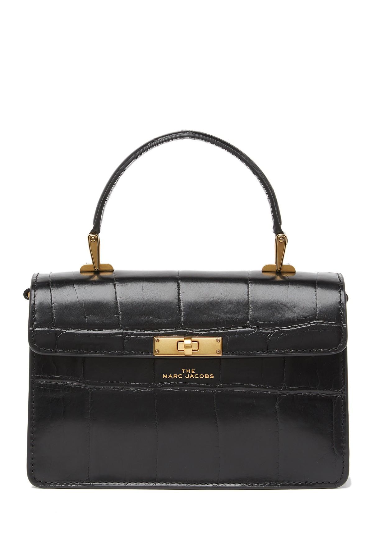 Marc Jacobs The Downtown Croc Embossed Leather Shoulder Bag in Black Lyst