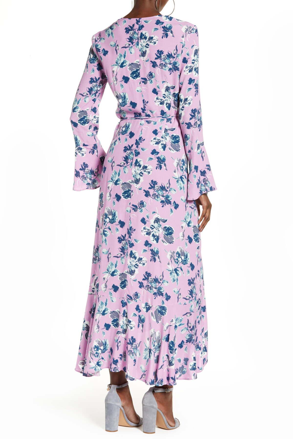 leith bell sleeve wrap midi dress