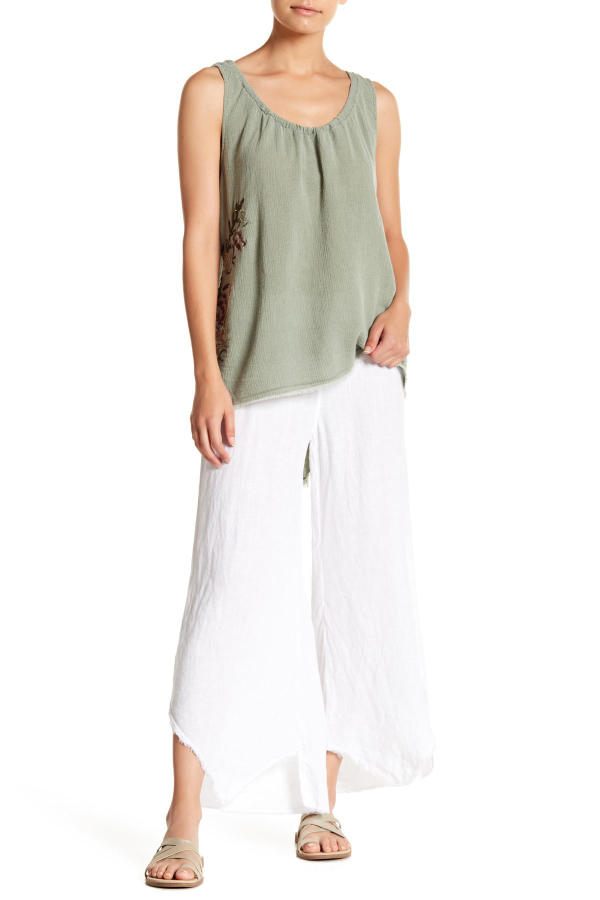 XCVI Astri Frayed Step Hem Linen Pants 