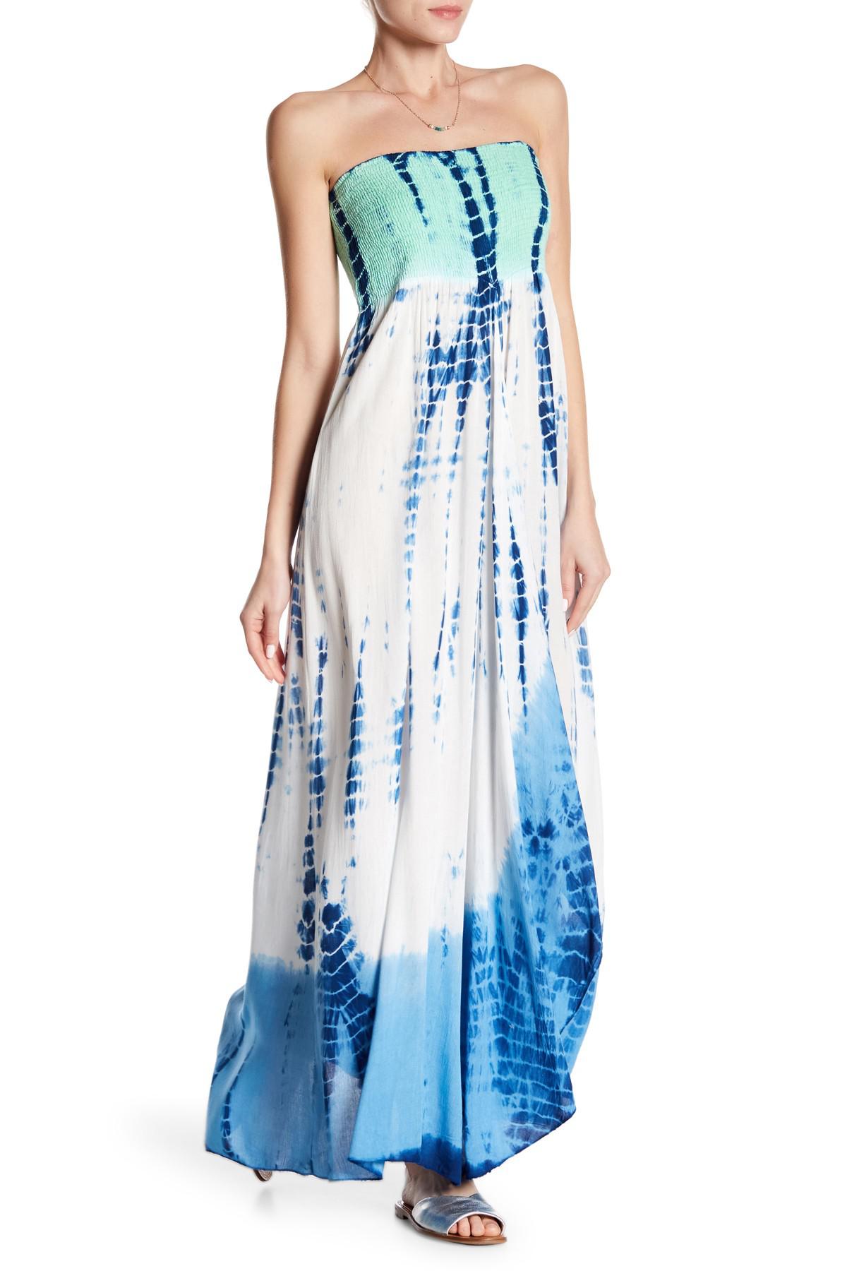 Boho Me Strapless Tie-dye Maxi Dress in 