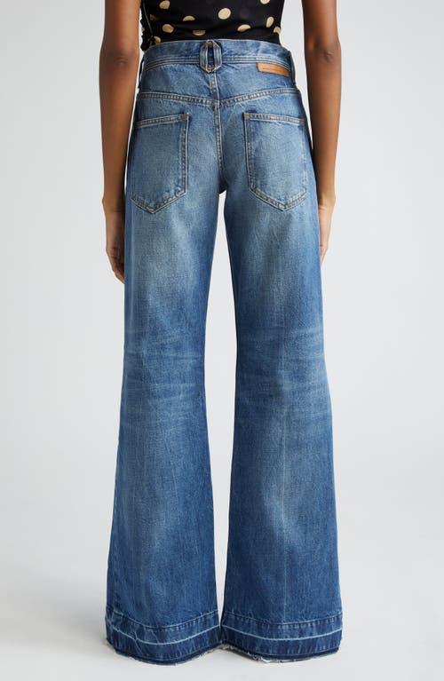 【Stella McCartney】ロゴ mid-riseフレアジーンズ Logo mid-rise flared jeans in blue - Stella Mc Cartney