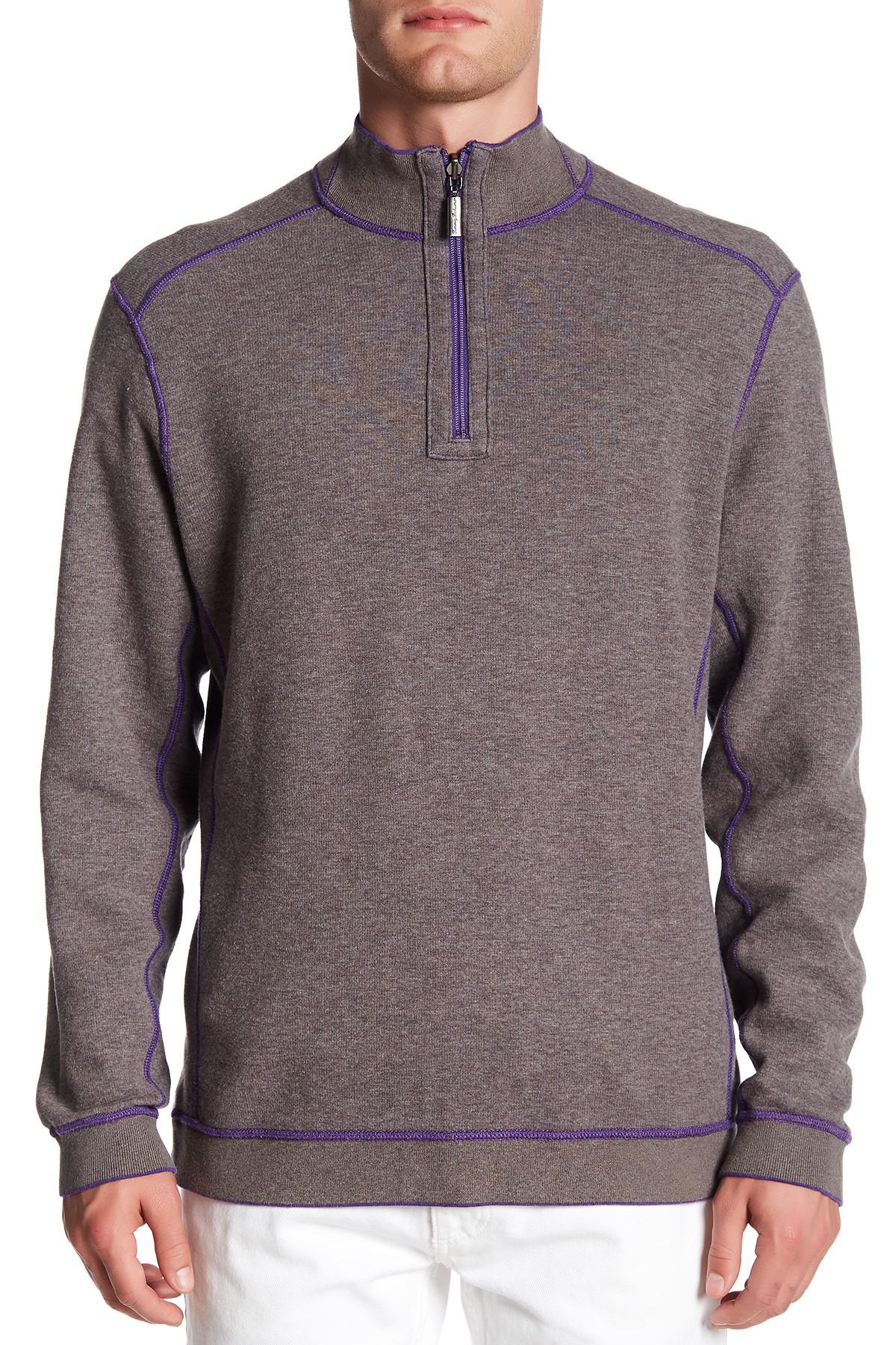 Download Tommy Bahama Cotton Flip Side Reversible Quarter Zip Twill ...