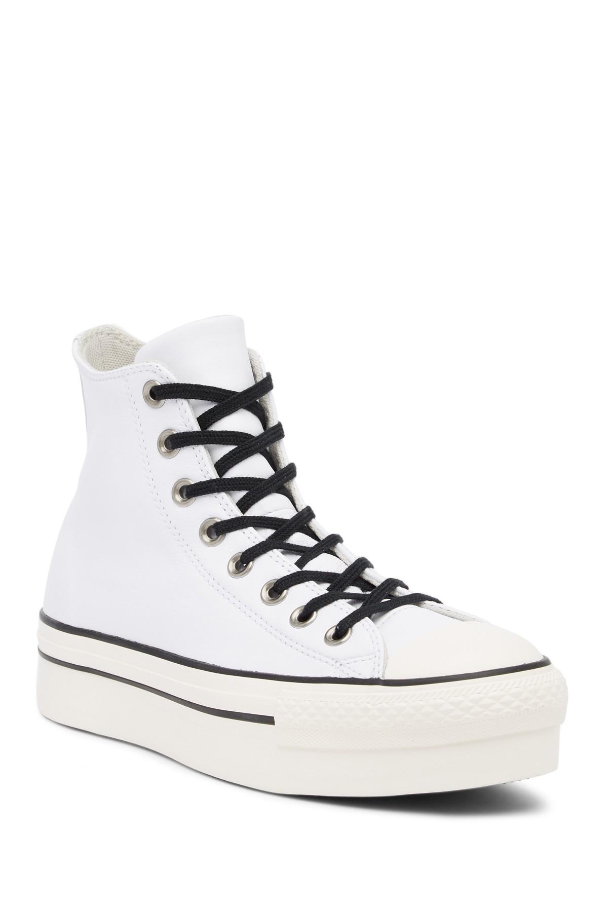 platform converse high tops white leather