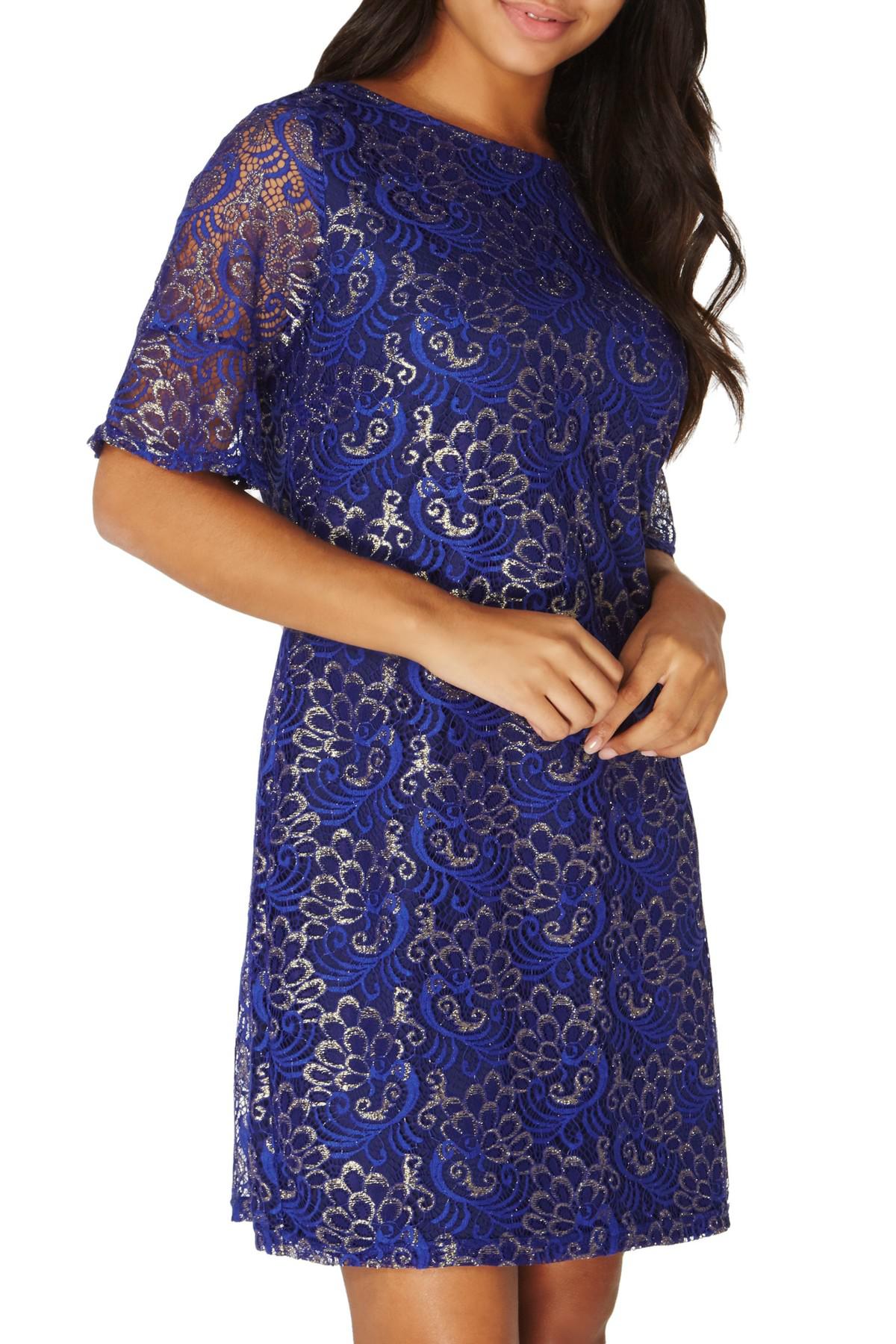 Lyst Dorothy Perkins Shimmer Lace Shift Dress (plus Size) in Blue