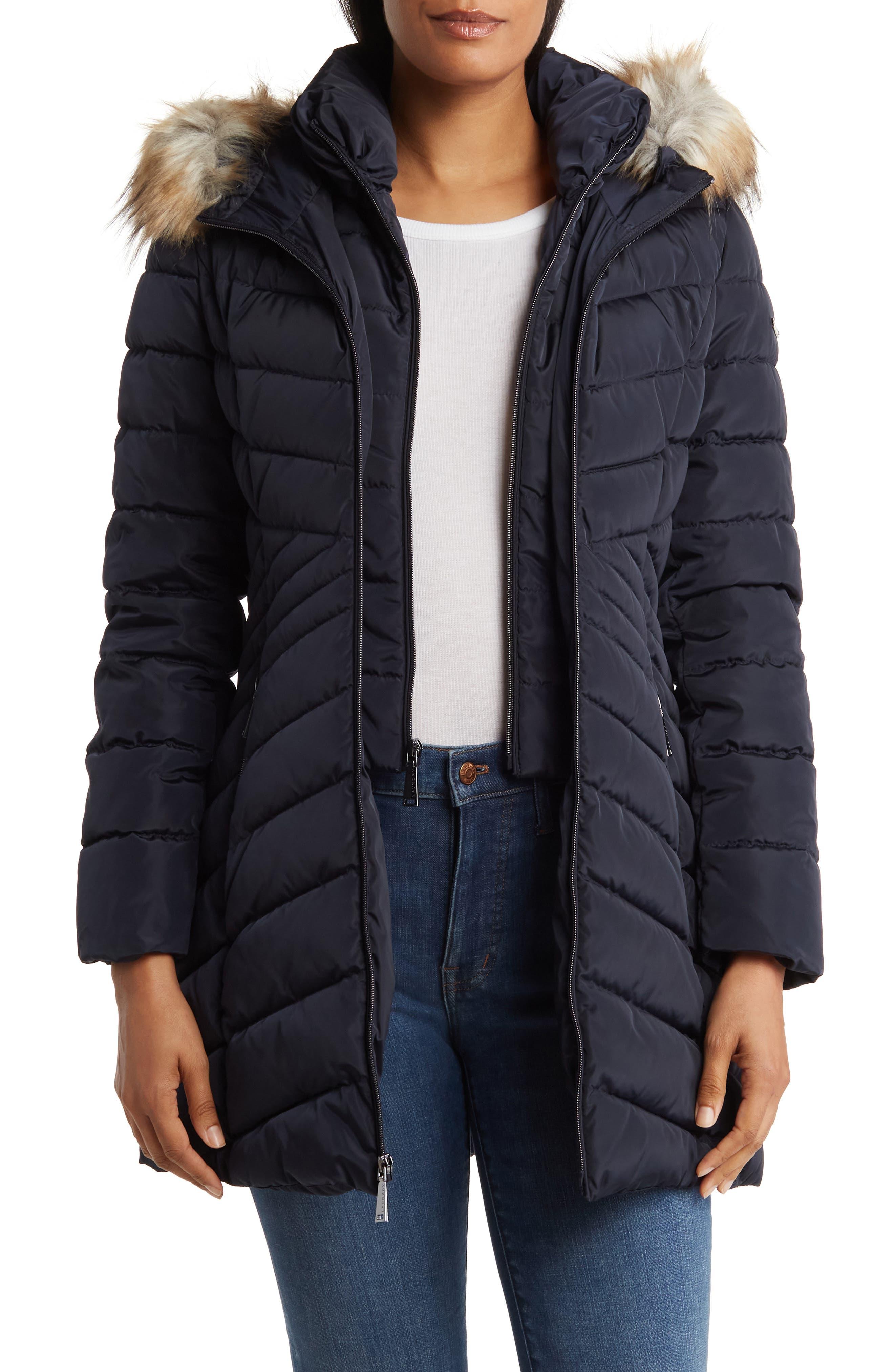 Laundry by shelli segal windbreaker faux fur trim clearance puffer