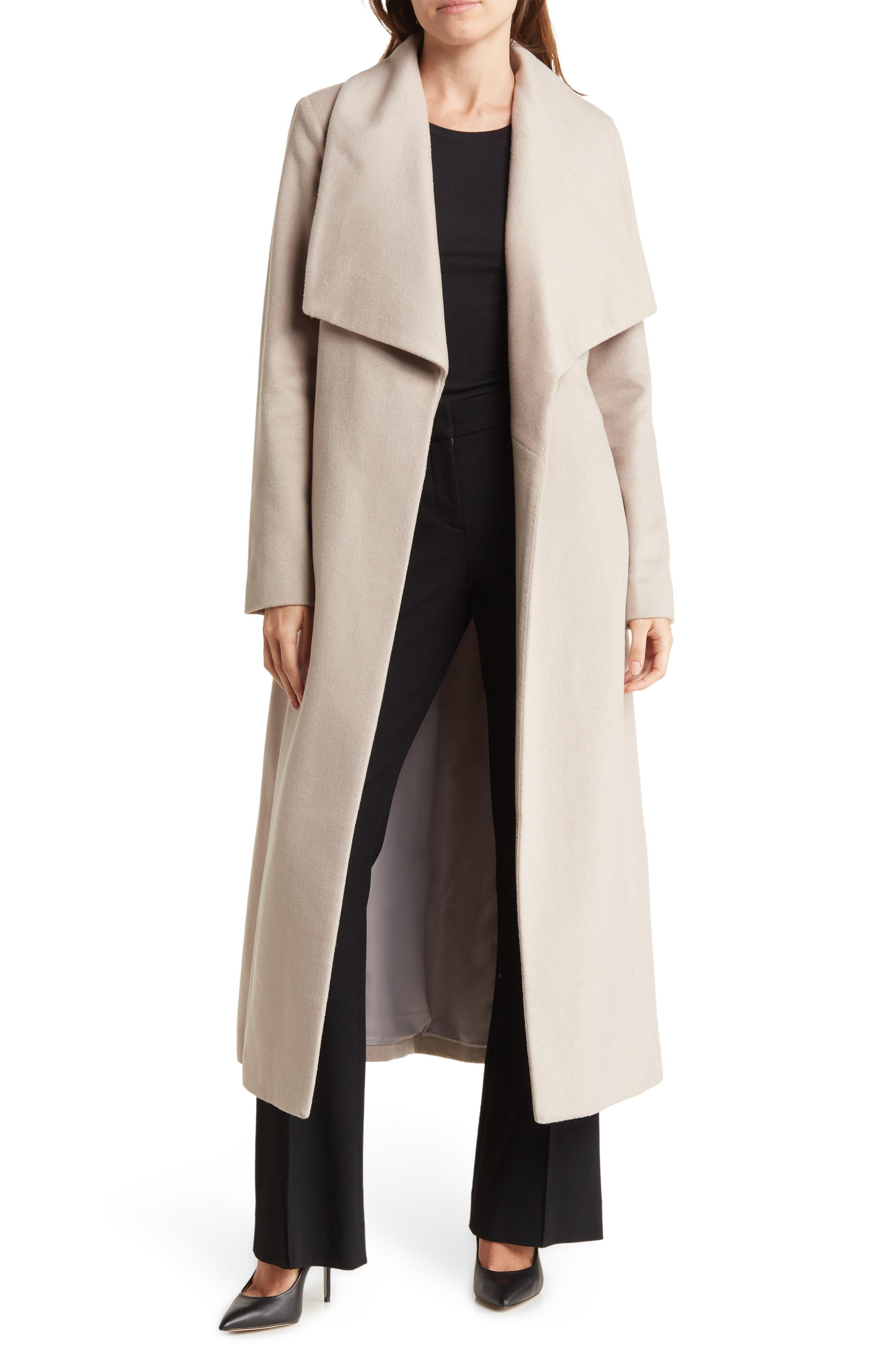 Cole Haan Slick Wool Blend Wrap Coat In Stone At Nordstrom Rack in Natural  | Lyst